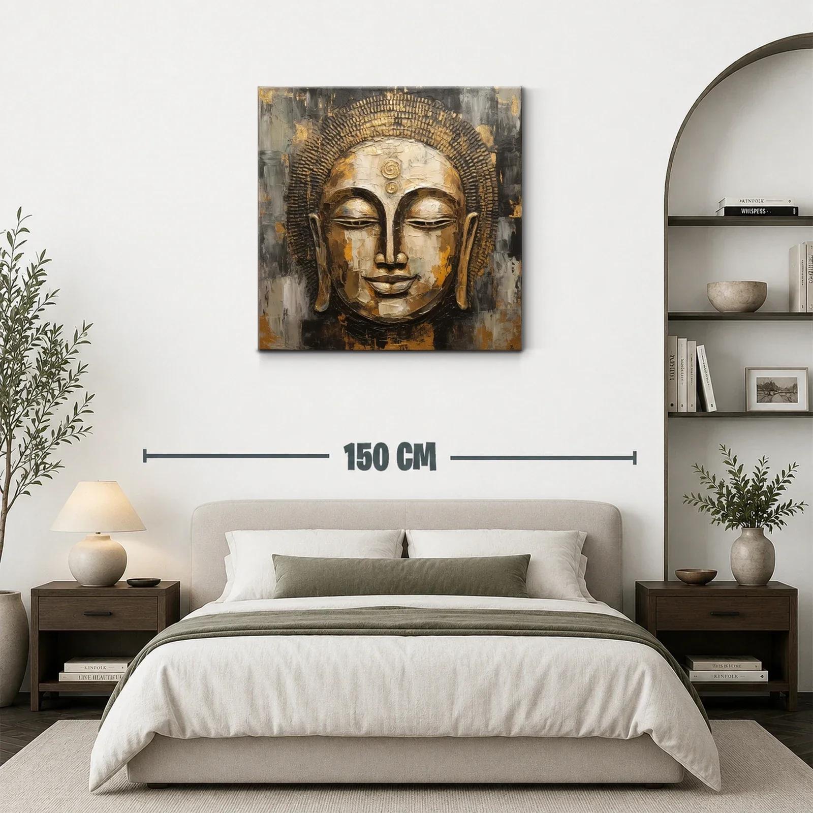 Rostro de Buda sereno con tonos dorados y grises — miniatura 3