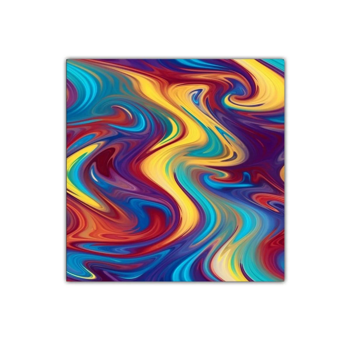Cuadro abstracto con vibrantes ondas de color y movimiento — miniatura 1