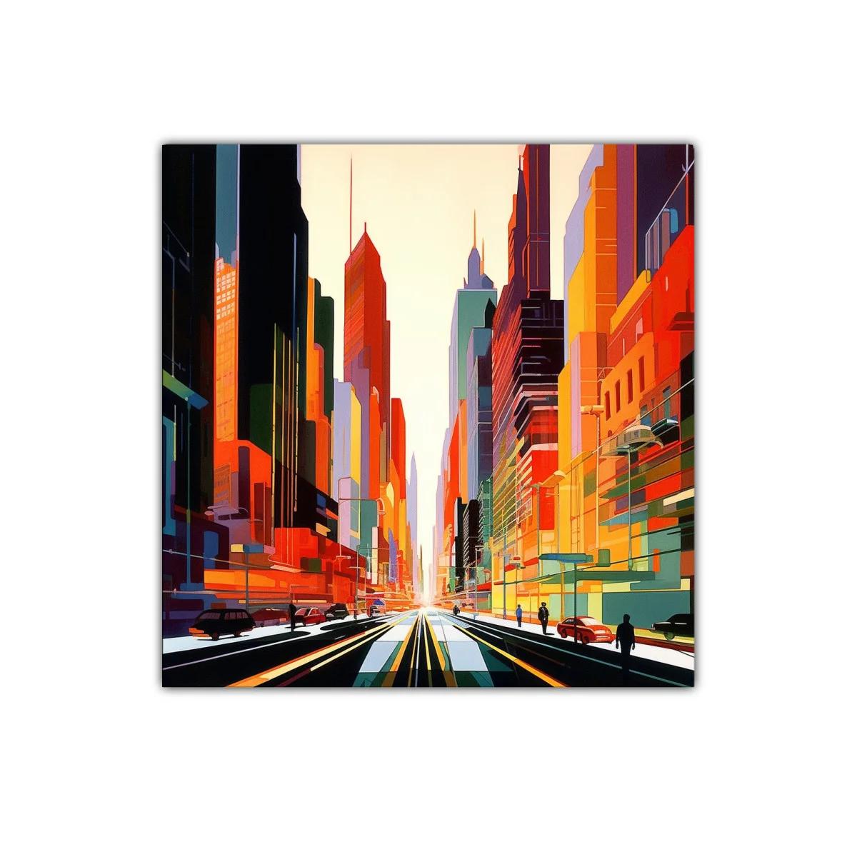 Perspectiva urbana con colores vibrantes al amanecer — miniatura 1