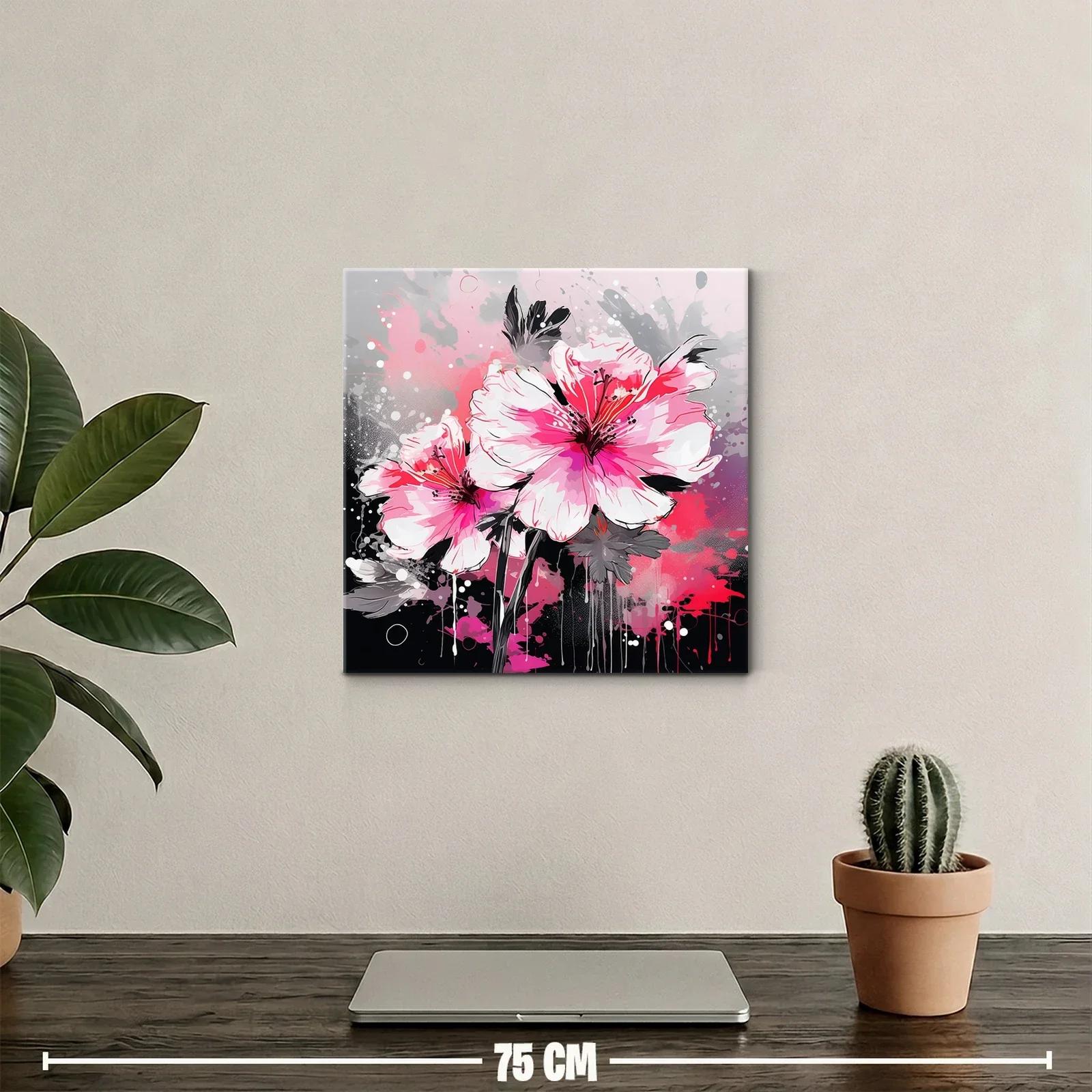 Flores vibrantes en tonos rosas y grises modernos — miniatura 2