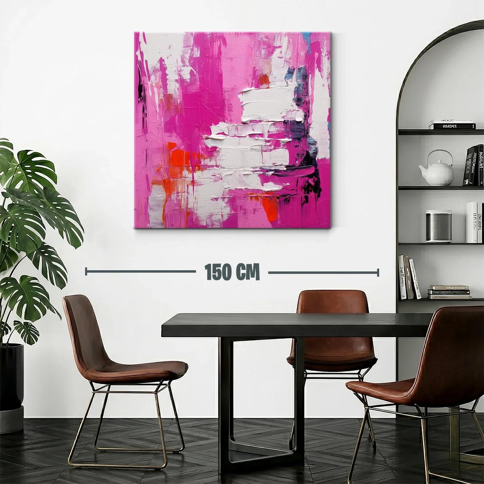 Cuadro abstracto con alto impacto en rosas y blanco — miniatura 2