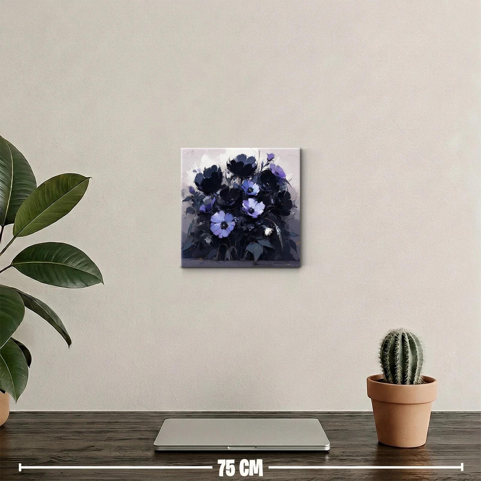 Ramo de flores moradas y negras con fondo neutro — miniatura 2