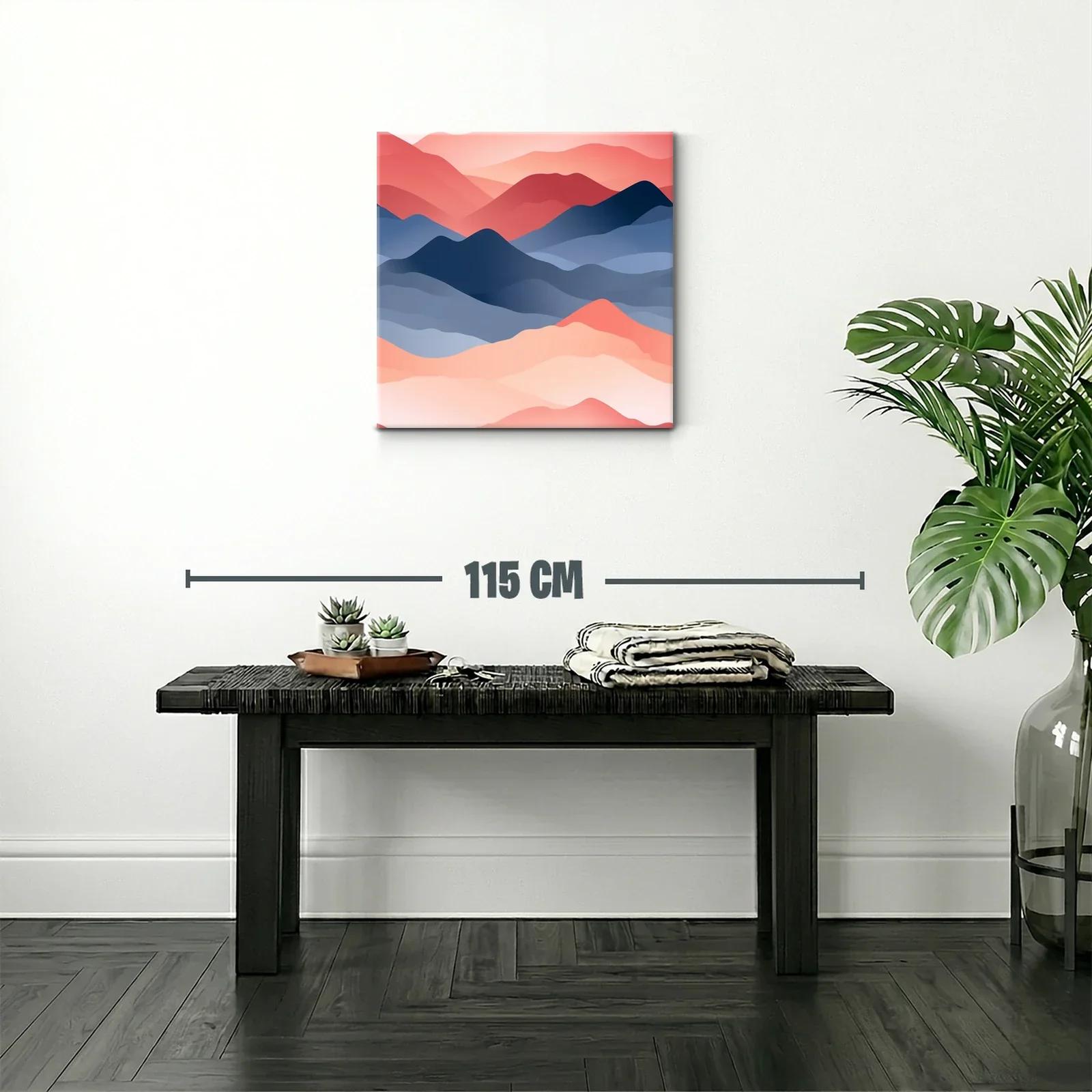 Paisaje abstracto de montañas en tonos cálidos y azules — miniatura 2