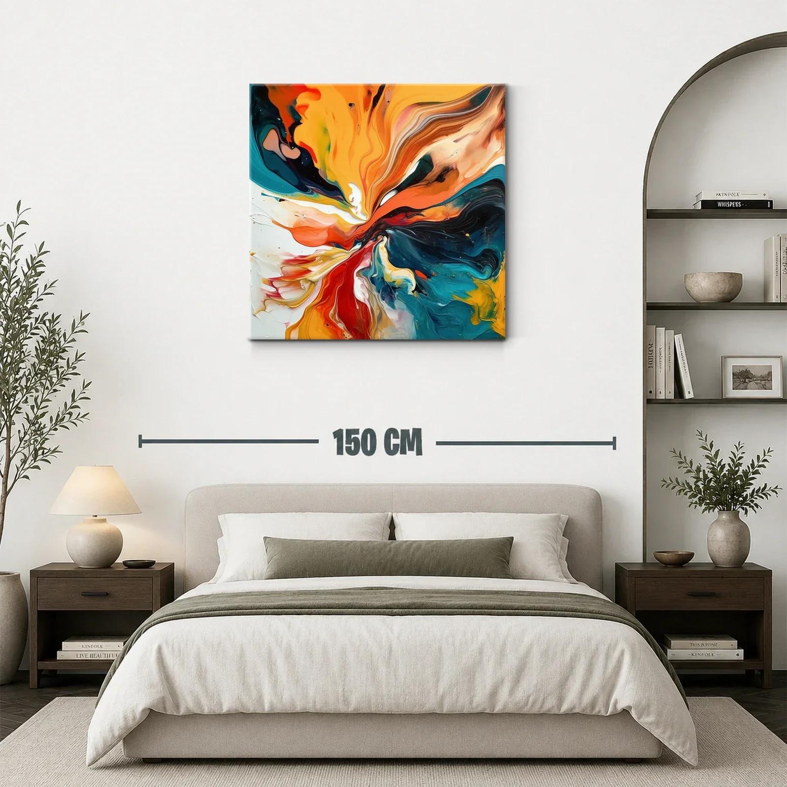 Cuadro abstracto con vibrantes tonos cálidos y fríos — miniatura 3