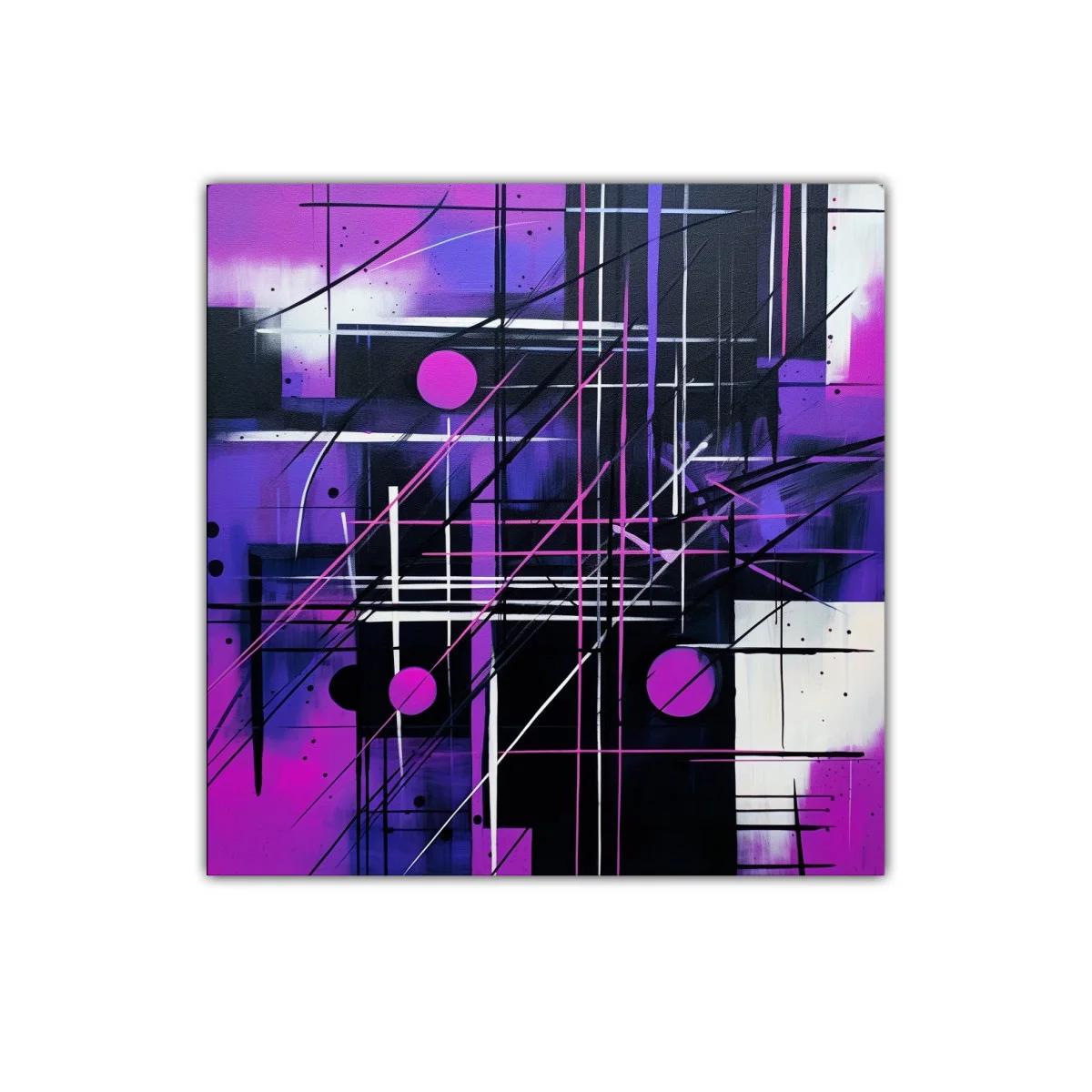 Cuadro abstracto con líneas y formas geométricas moradas — imagen principal