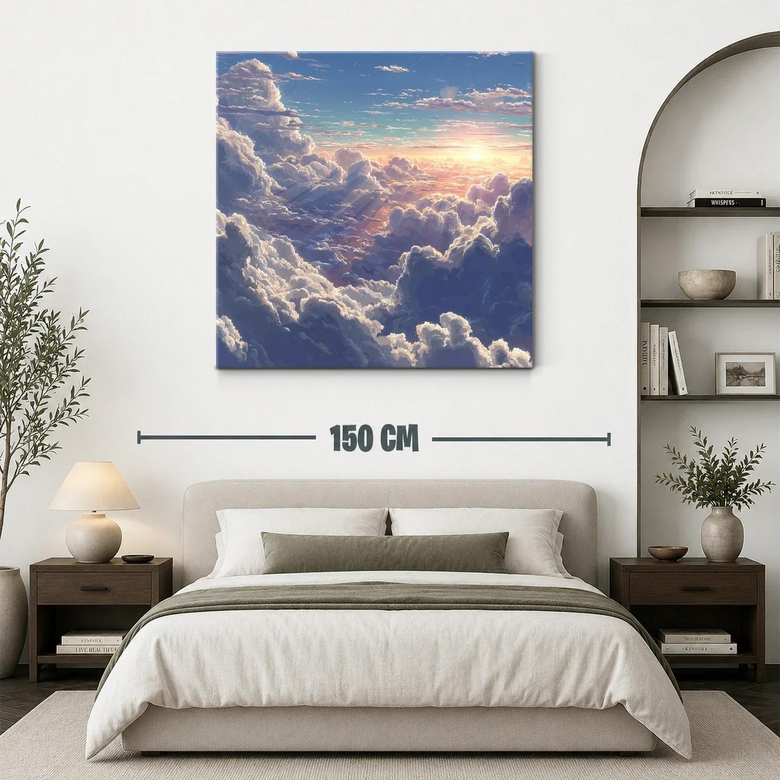 Atardecer entre nubes con luz dorada y cielo azul — miniatura 3