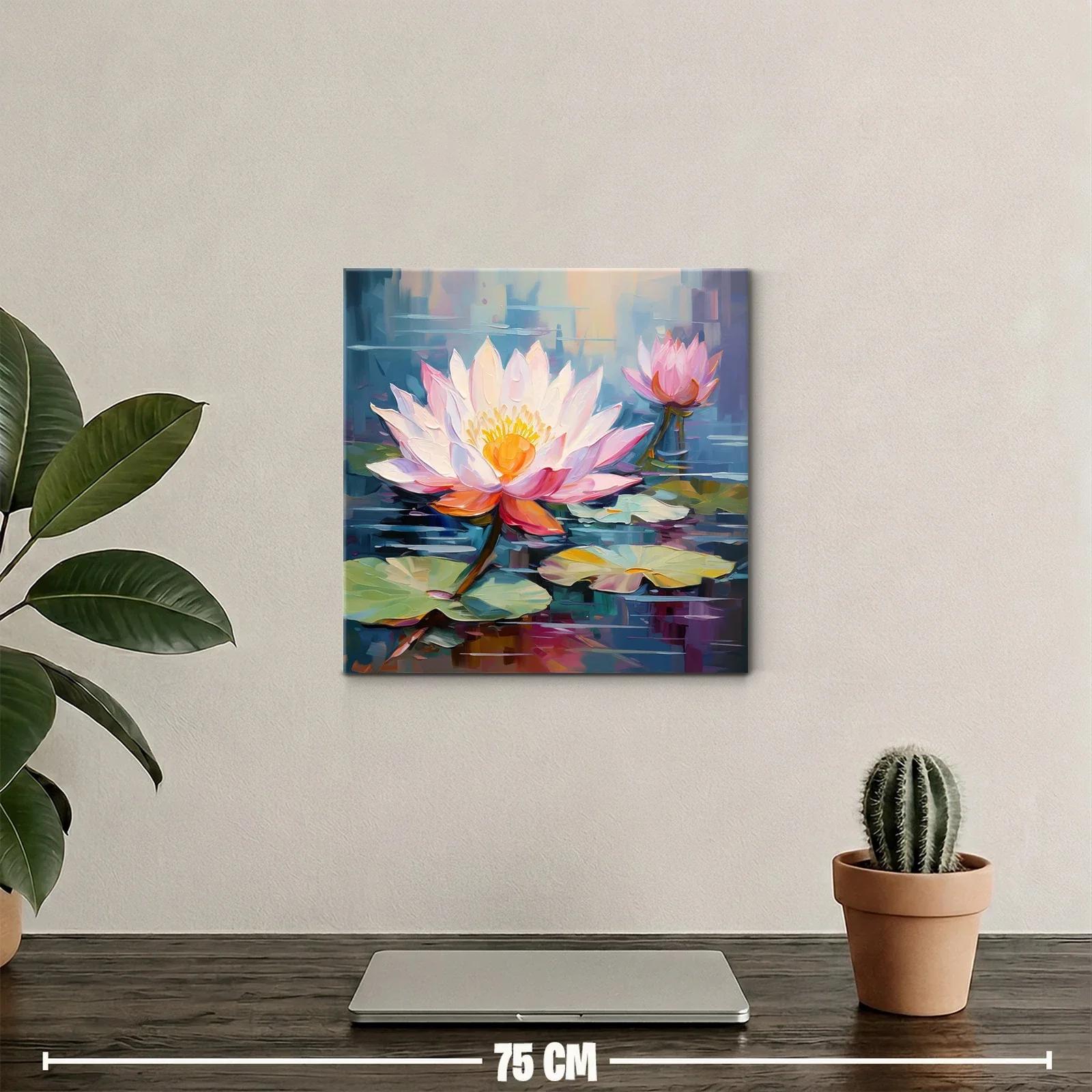 Flores de loto con pétalos vibrantes sobre el agua tranquila — miniatura 2