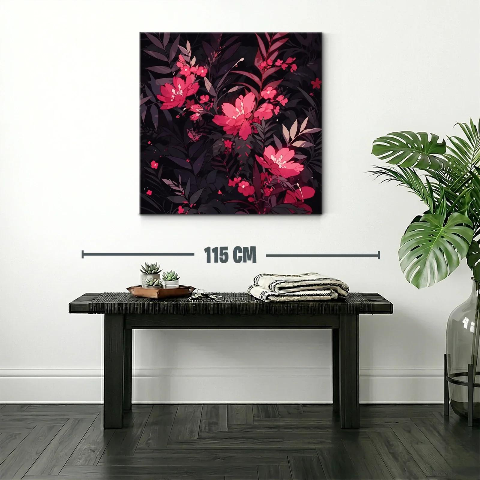 Cuadro de flores rojas sobre fondo oscuro elegante y moderno — miniatura 2