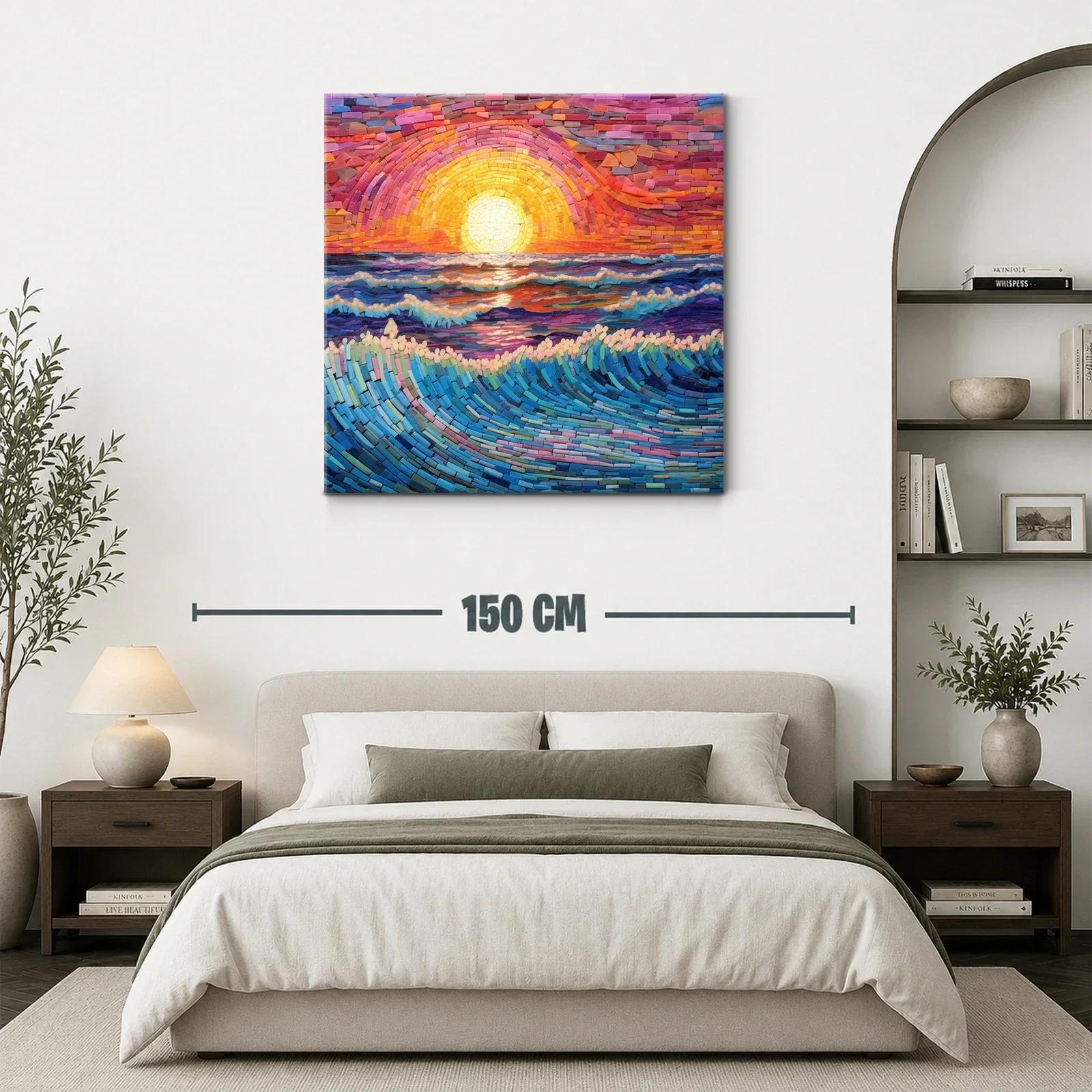 Mosaico de atardecer vibrante sobre el mar en calma — miniatura 3
