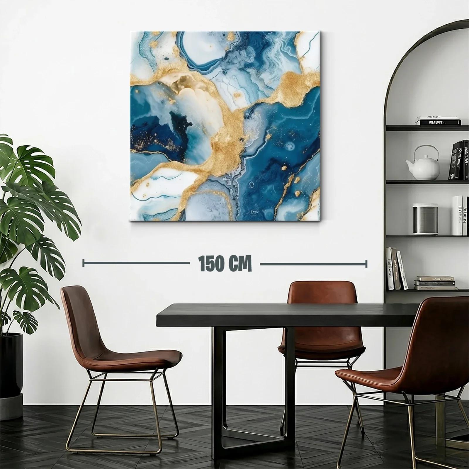 Arte abstracto con tonos azules y dorados elegantes — miniatura 2
