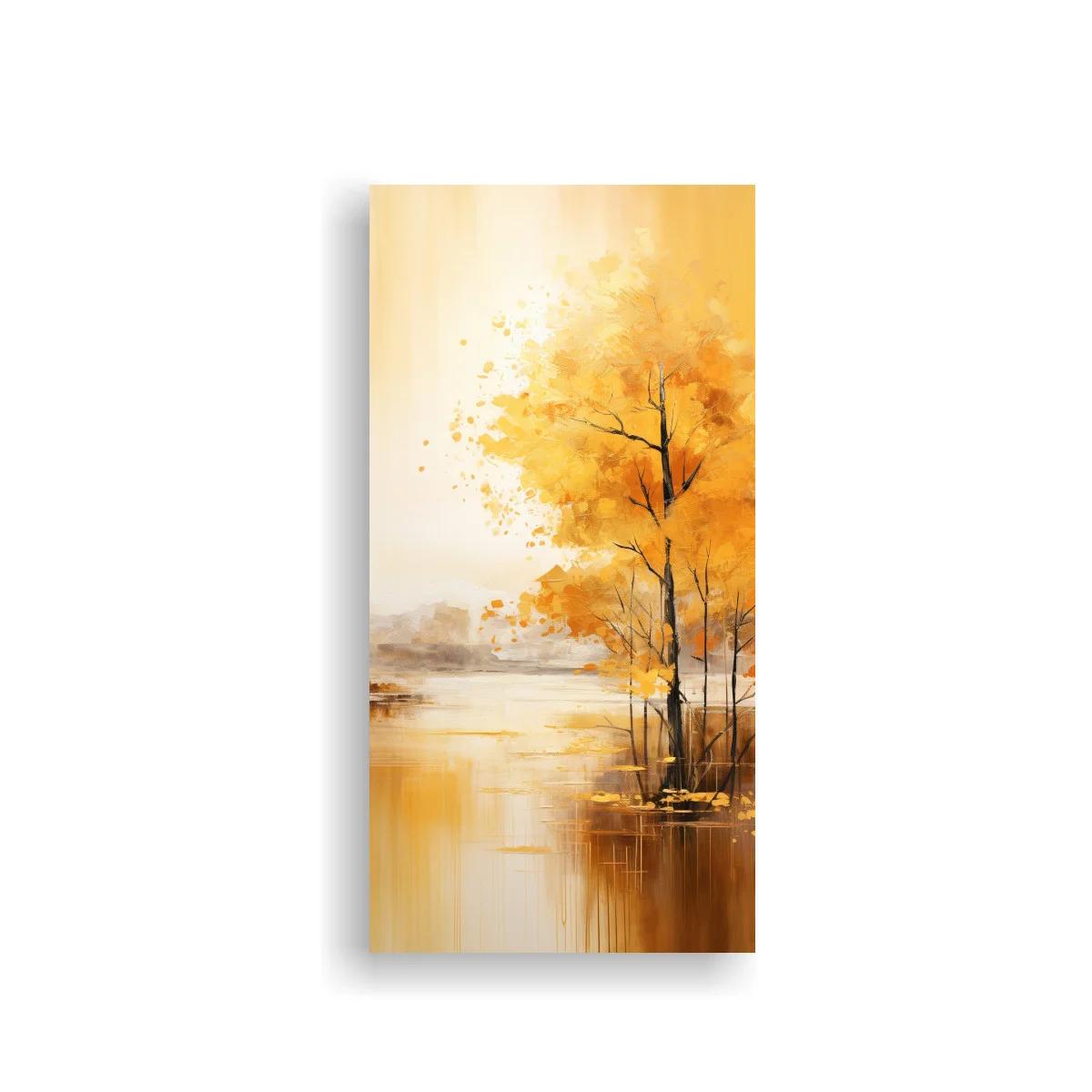 Cuadro árbol otoñal junto al agua con reflejos suaves — imagen principal