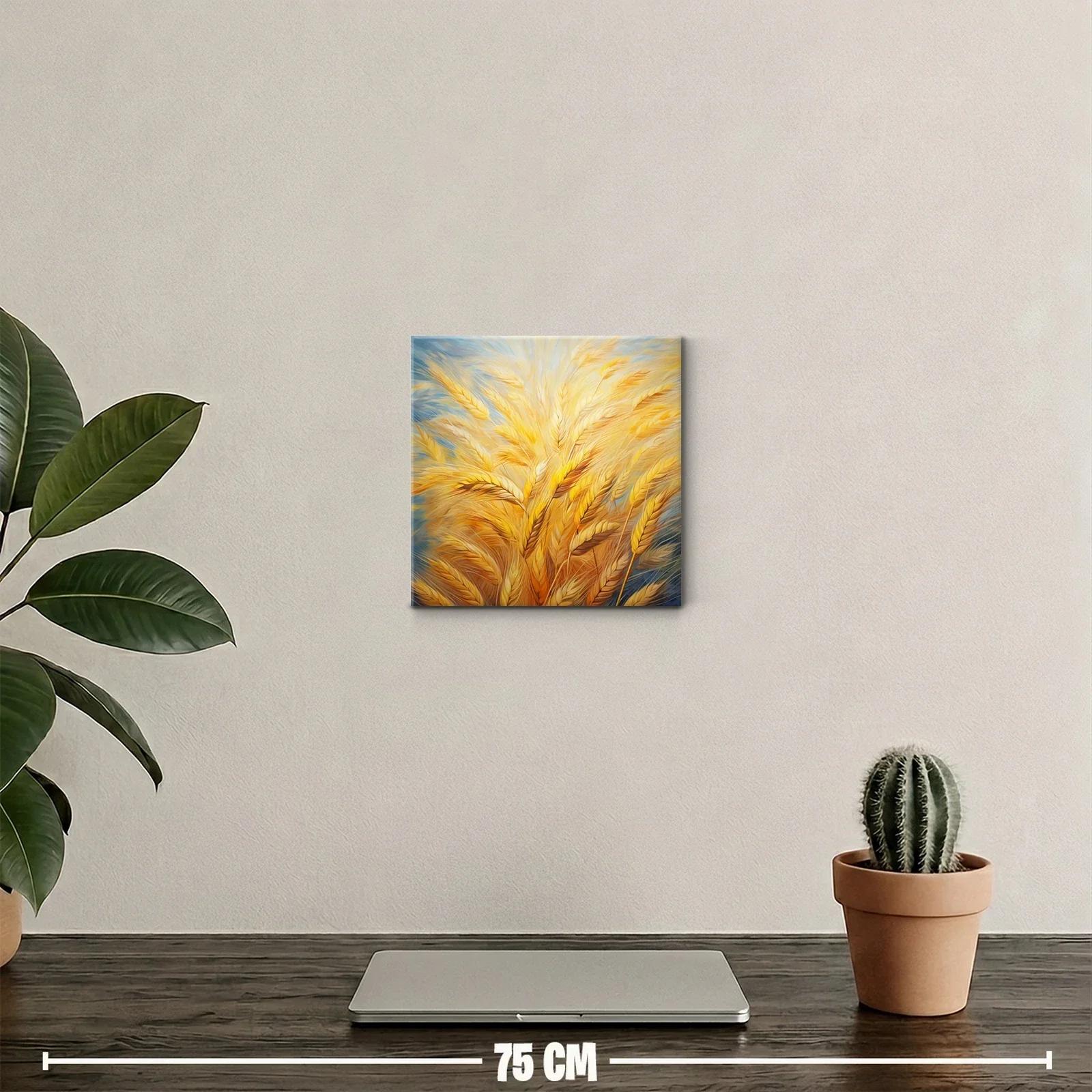 Cuadro decorativo con espigas doradas y tonos cálidos — miniatura 2