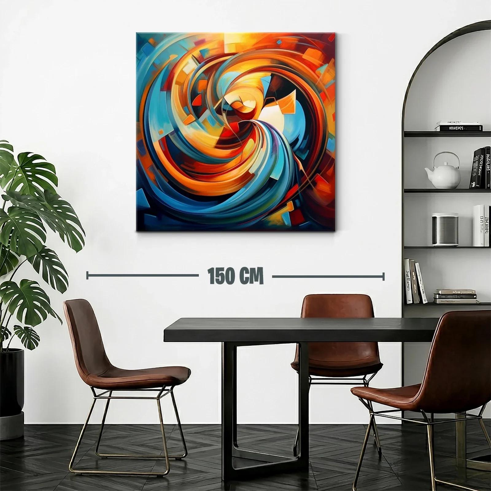 Cuadro abstracto con espirales vibrantes y tonos cálidos — miniatura 2