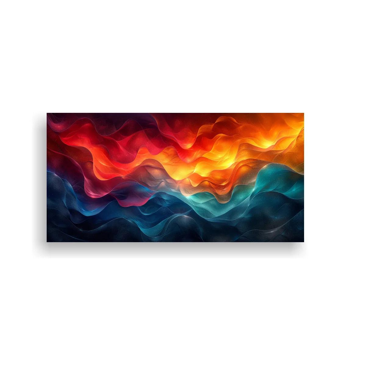 Cuadro ondas de color con franjas onduladas y brillo dorado — imagen principal