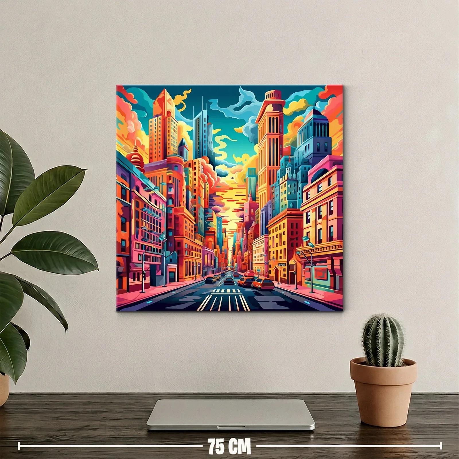 Vibrante paisaje urbano con cielo al atardecer — miniatura 2