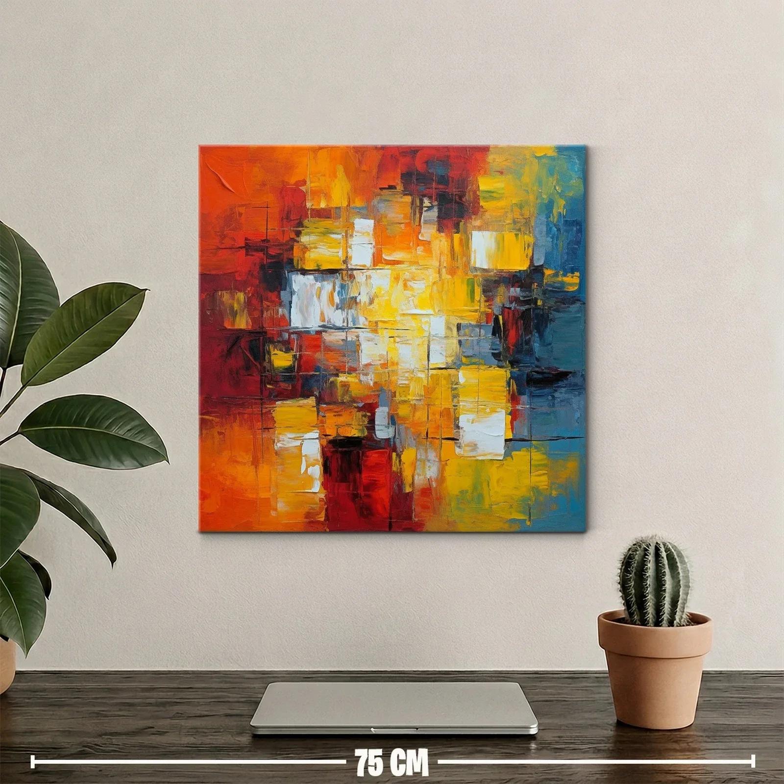 Cuadro abstracto con vibrantes tonos cálidos y fríos — miniatura 2