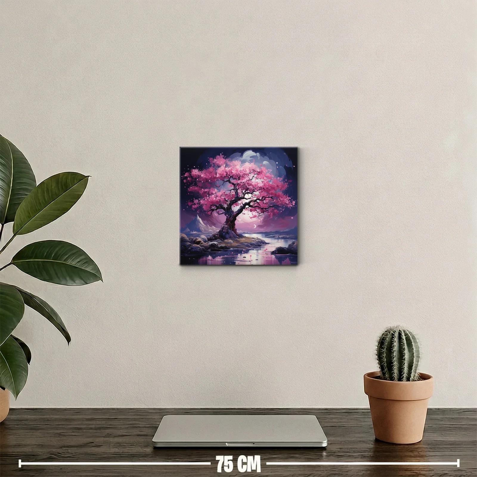 Árbol de Cerezo en Flor con Reflejos Nocturnos — miniatura 2