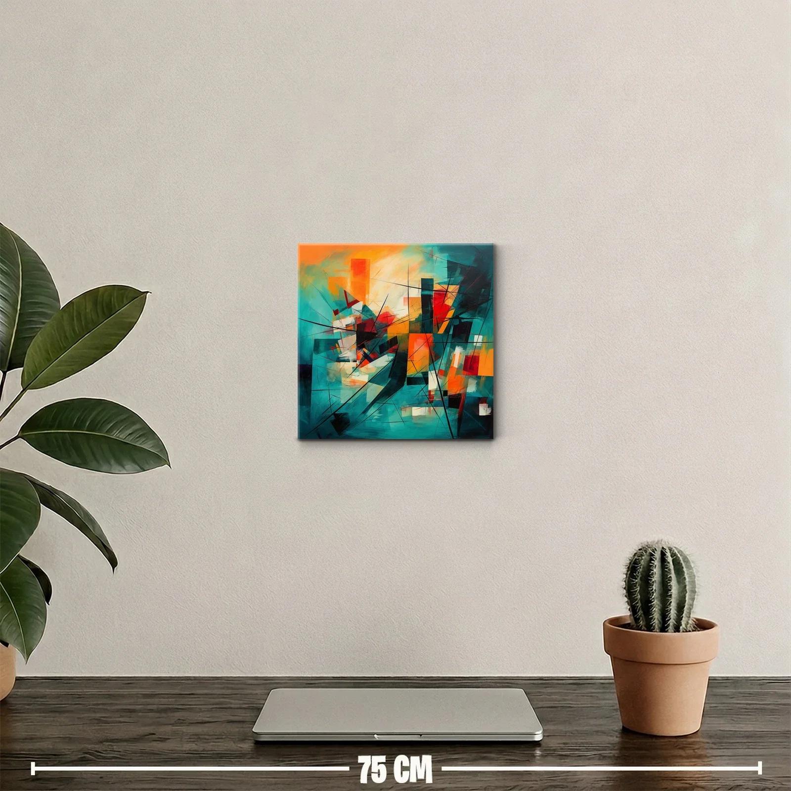 Cuadro abstracto vibrante con formas y líneas dinámicas — miniatura 2