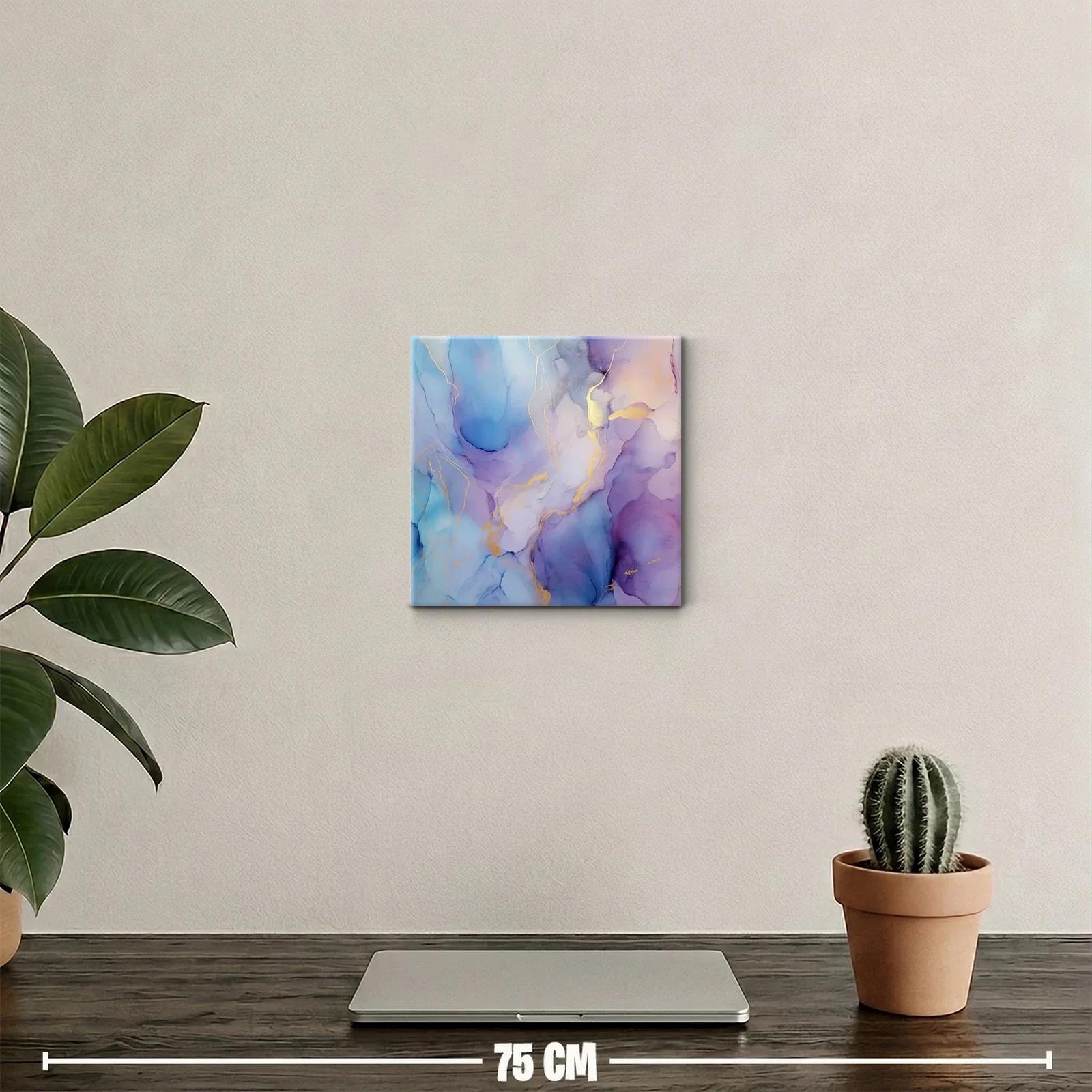 Cuadro abstracto con tonos violetas y azul pastel delicados — miniatura 2