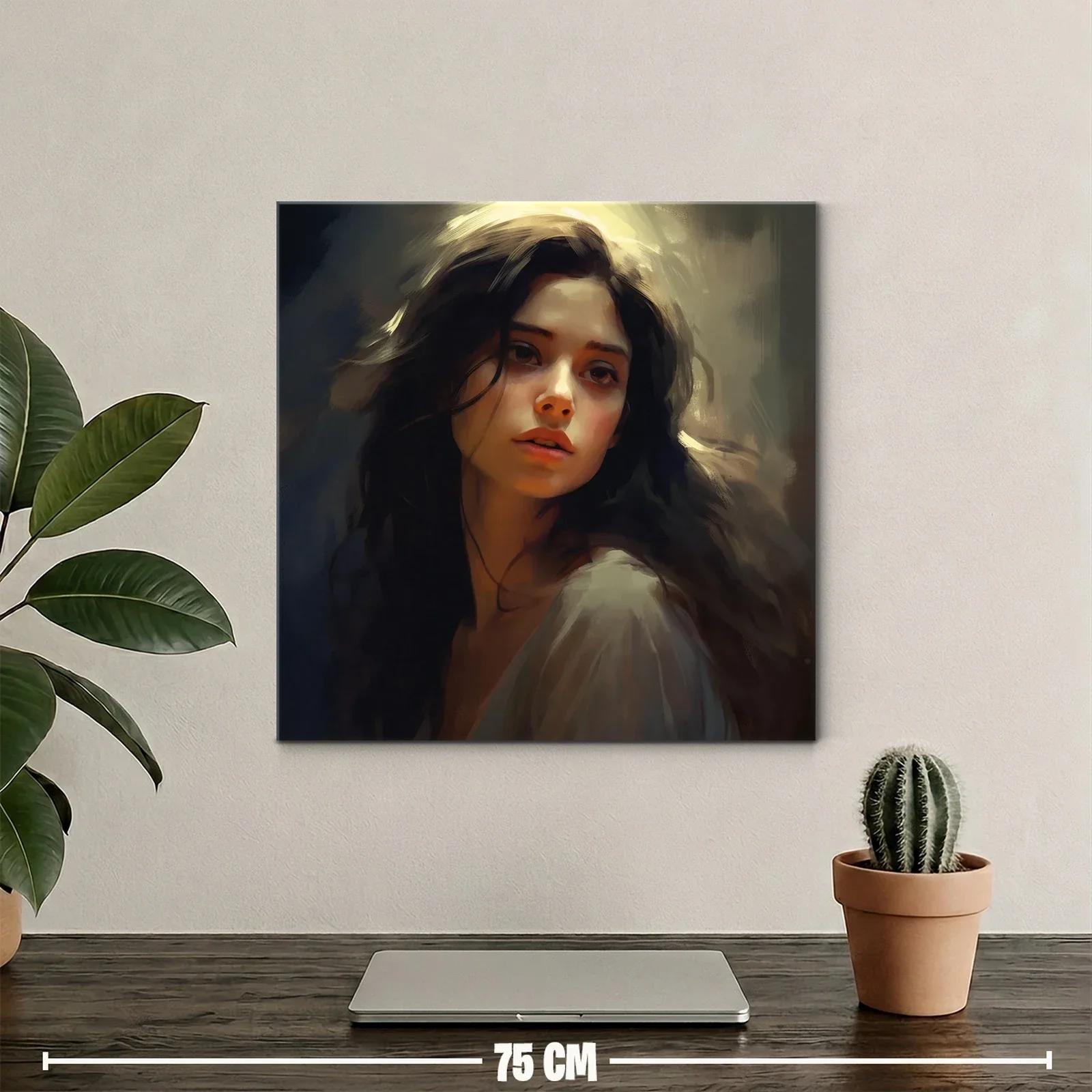 Rostro femenino iluminado con expresión melancólica y luz suave — miniatura 2