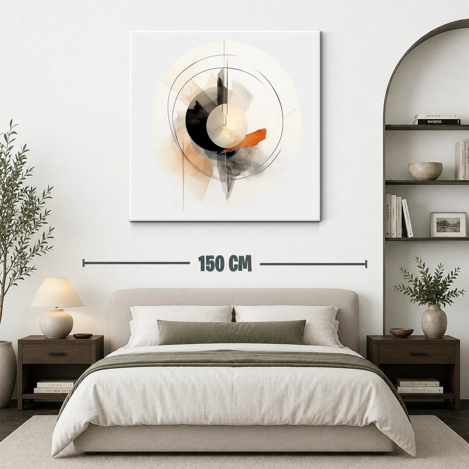 Composición Circular Abstracta en Tonos Neutros y Naranja — miniatura 3