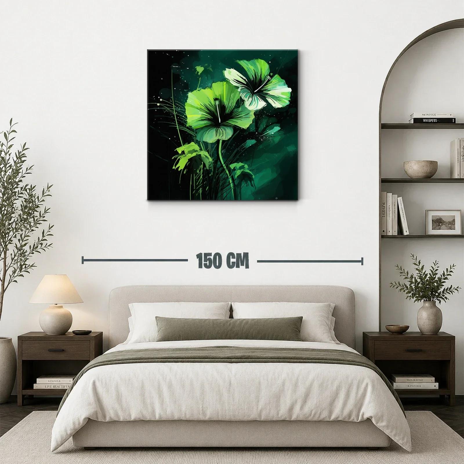 Cuadro floral con vibrantes tonos verdes y negros — miniatura 3