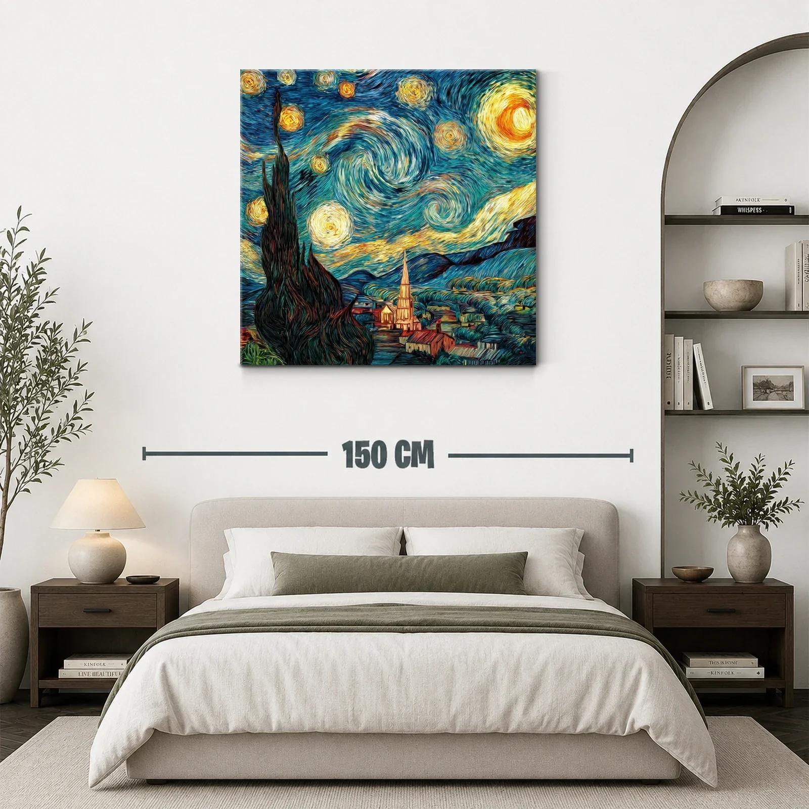 Cuadro inspirado en paisaje nocturno con cielo estrellado vibrante — miniatura 3