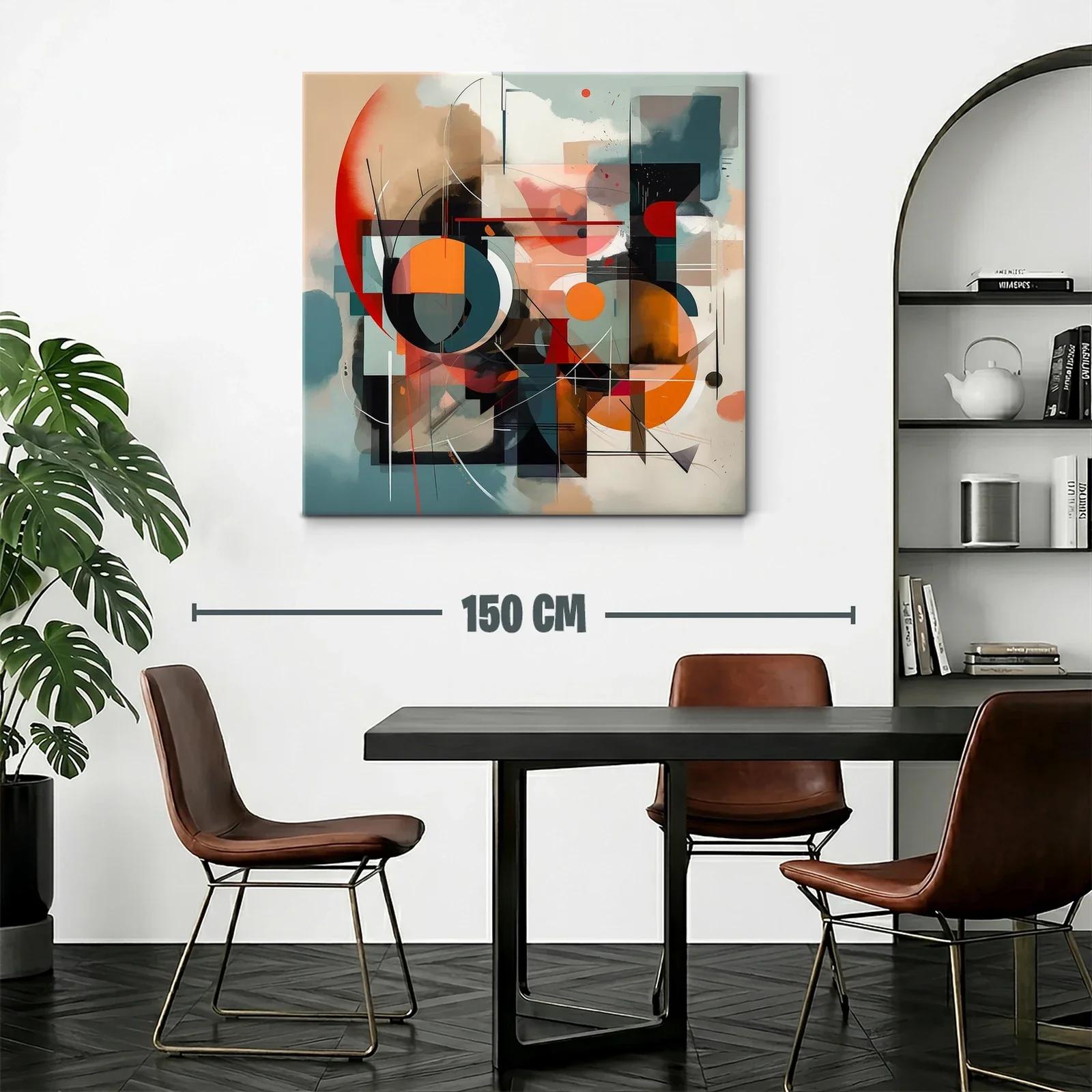 Cuadro abstracto con formas geométricas y paleta cálida — miniatura 2