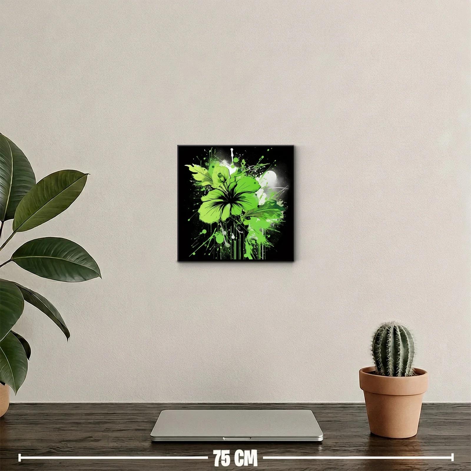 Flor verde vibrante con explosión artística sobre fondo oscuro — miniatura 2