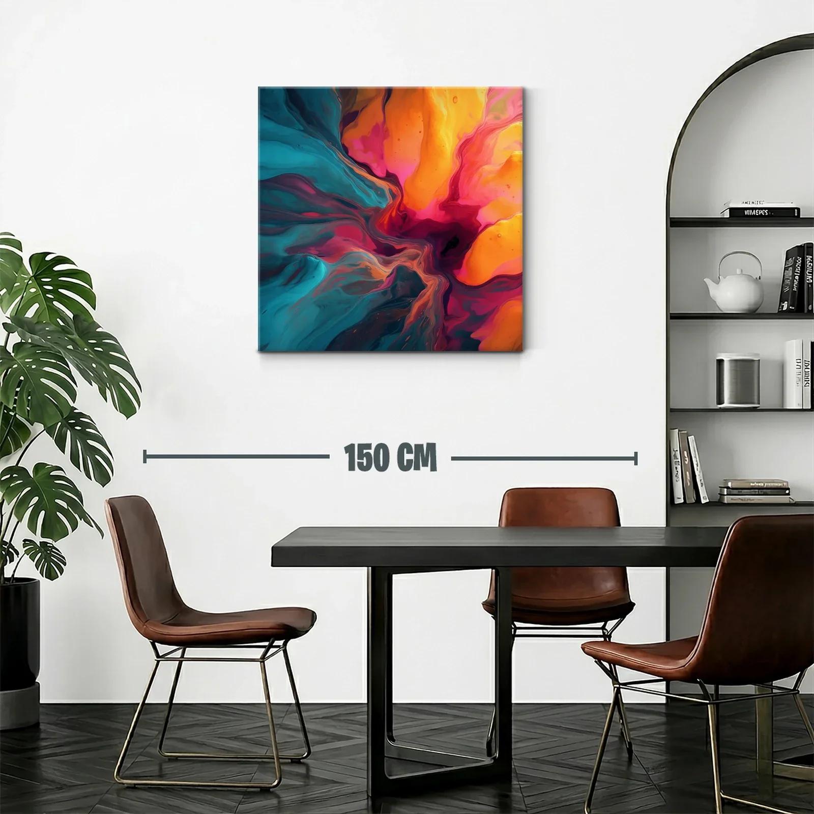 Cuadro abstracto con vibrantes tonos cálidos y fríos — miniatura 2