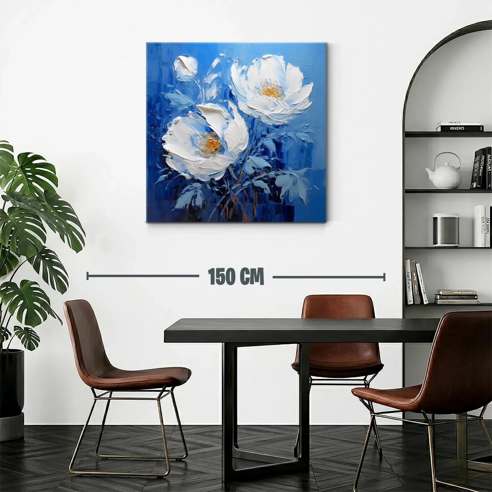 Cuadro con flores blancas sobre fondo azul intenso — miniatura 2