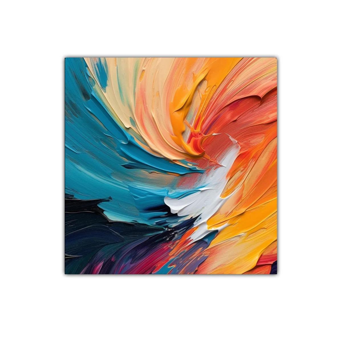 Cuadro abstracto con explosión de colores vibrantes y textura dinámica — miniatura 1