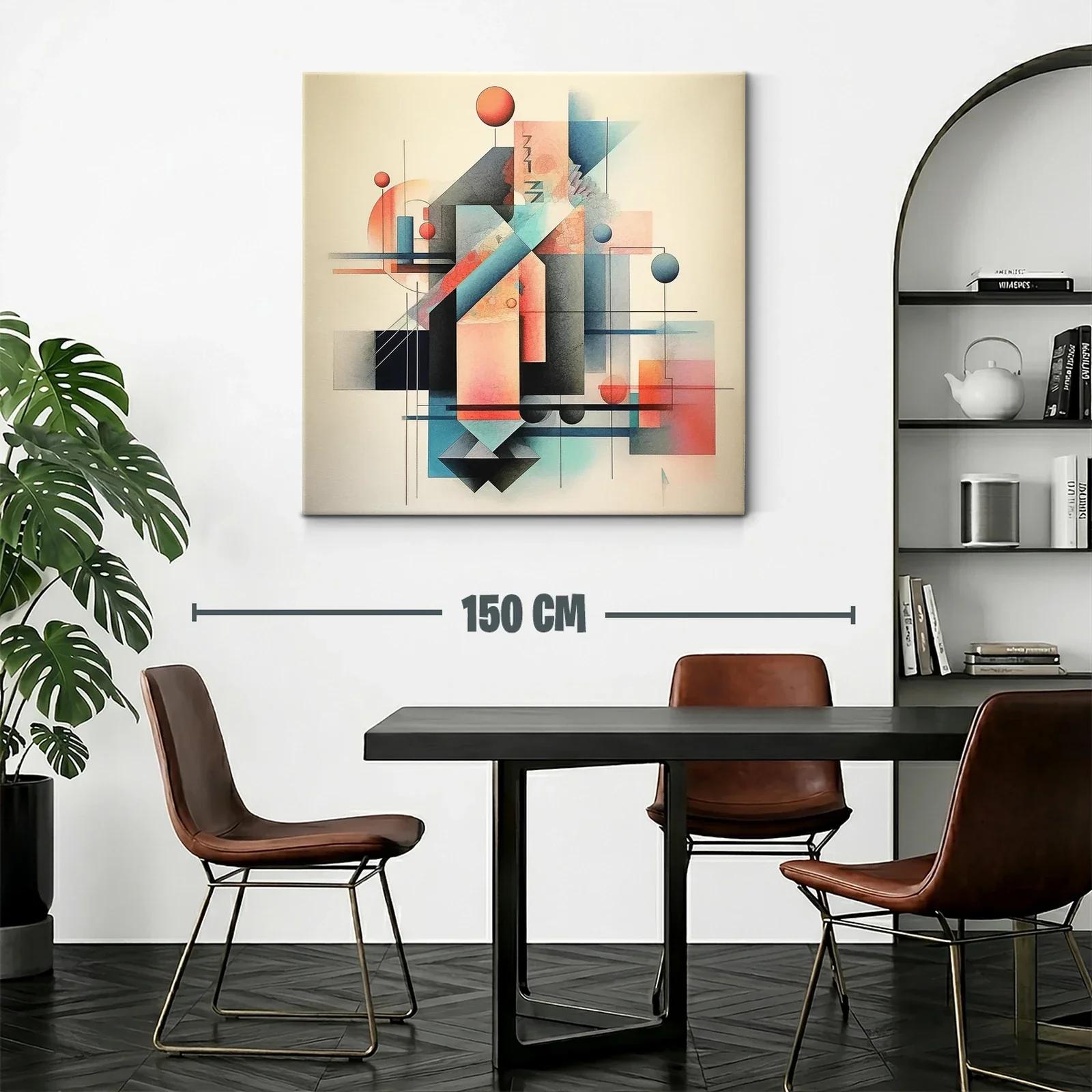 Composición geométrica abstracta en tonos cálidos y fríos — miniatura 2