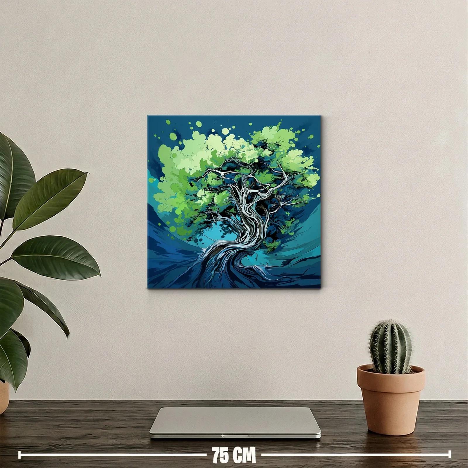 Árbol abstracto con ramas entrelazadas y hojas verdes — miniatura 2