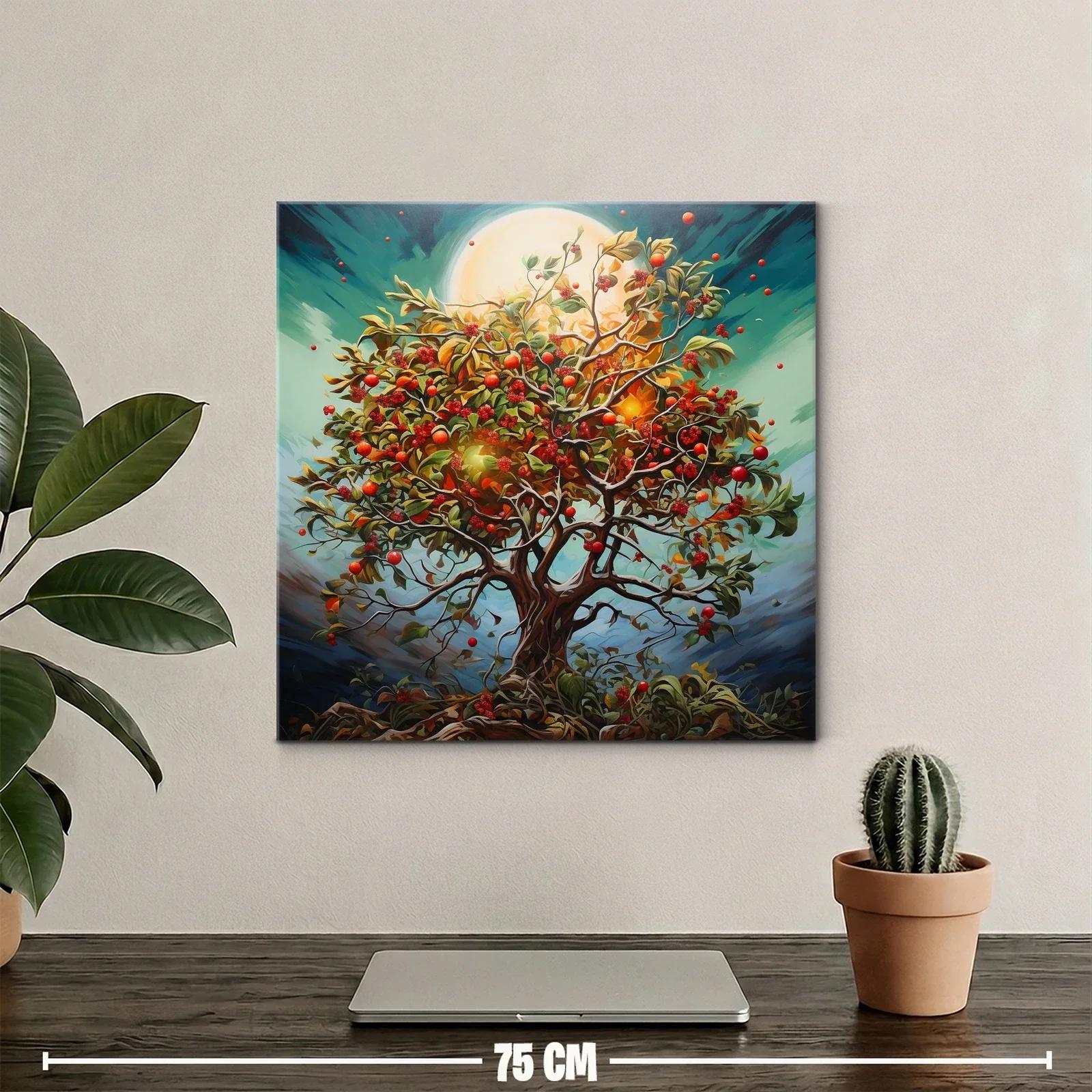 Árbol exuberante con frutos rojos y luz radiante — miniatura 2