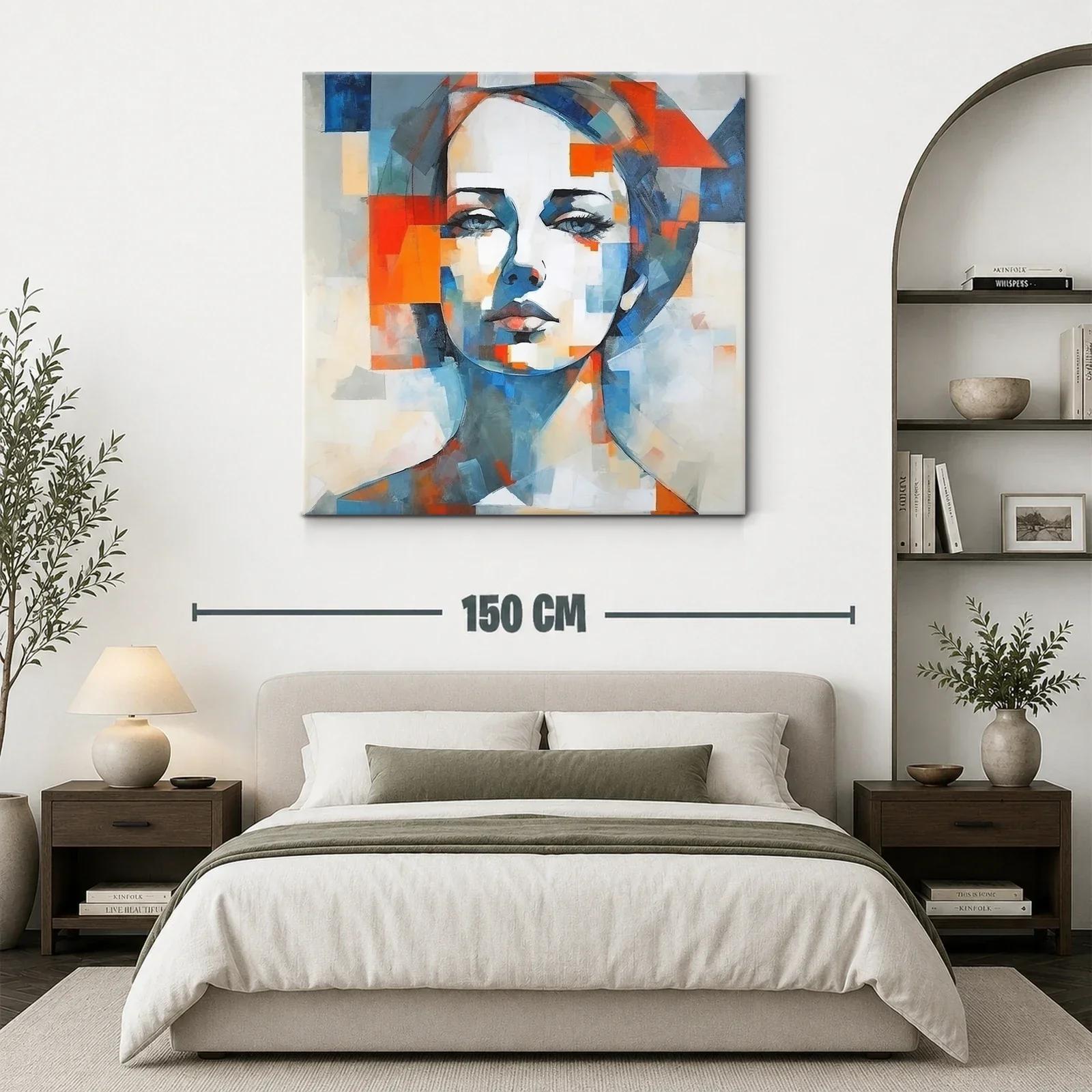 Retrato abstracto femenino con vibrantes tonos azul y naranja — miniatura 3