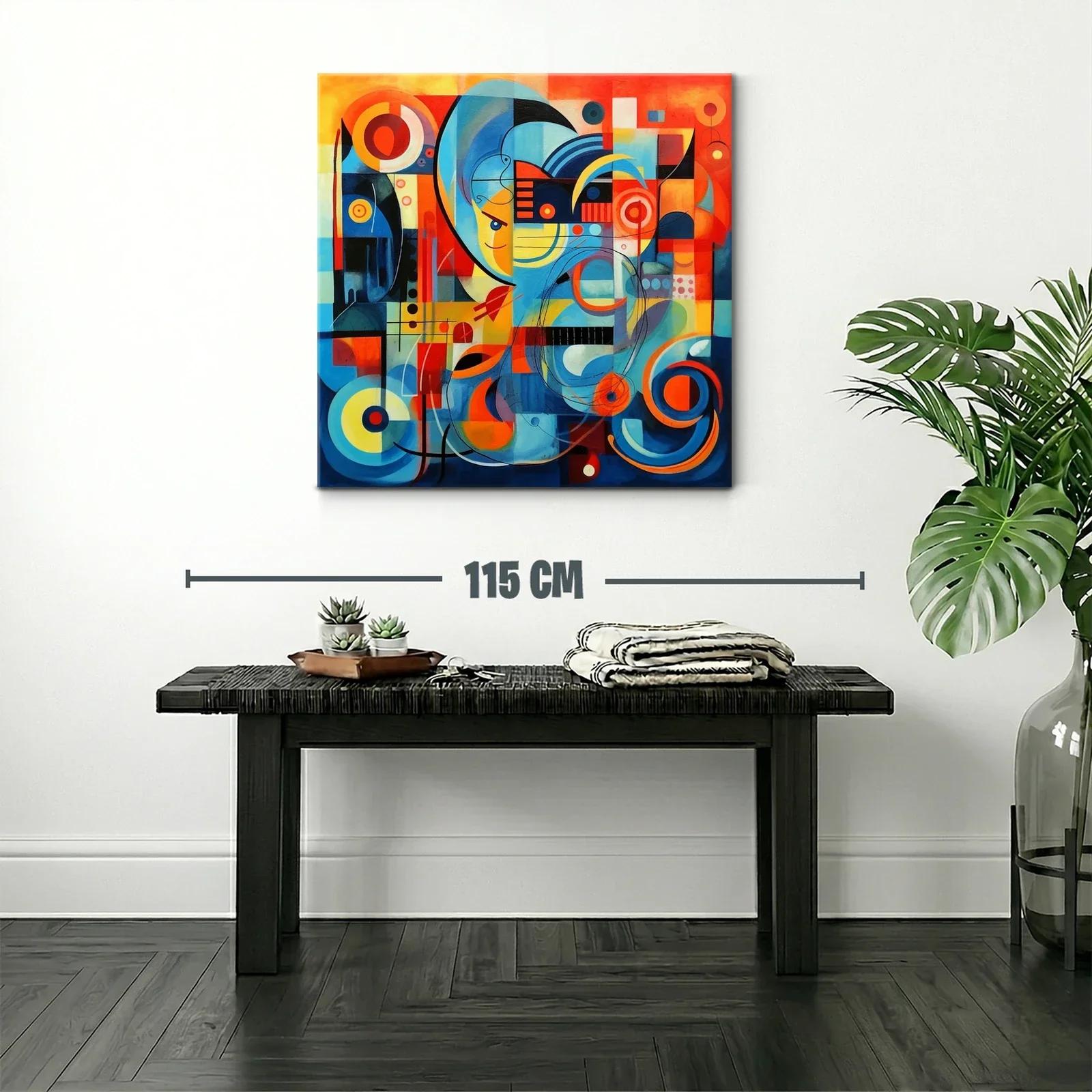 Composición abstracta vibrante con tonos cálidos y fríos — miniatura 2