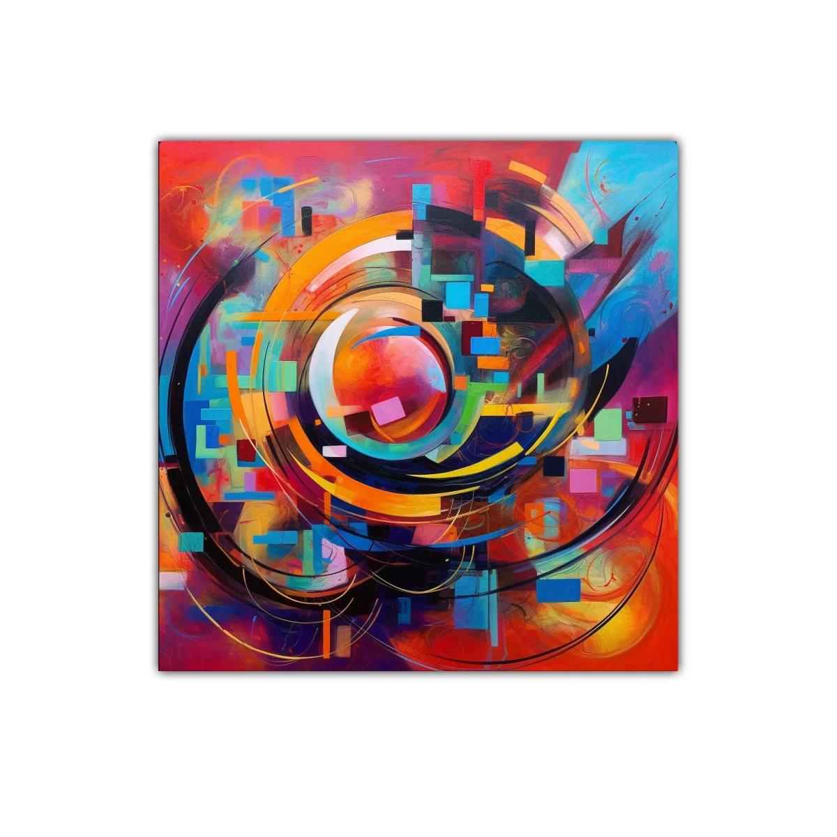 Cuadro abstracto con formas circulares y colores vibrantes — miniatura 1