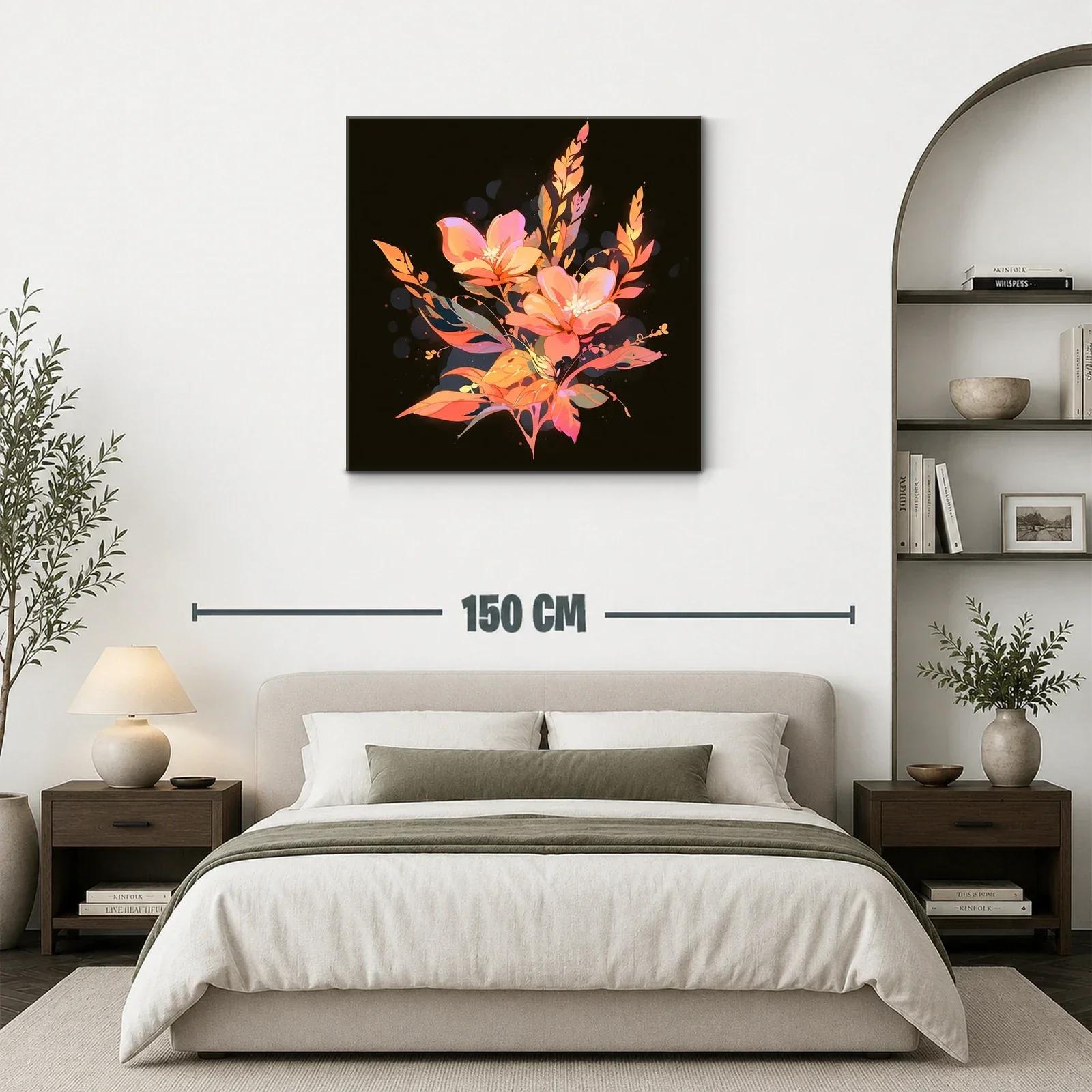 Composición floral vibrante con tonos cálidos sobre fondo oscuro — miniatura 3