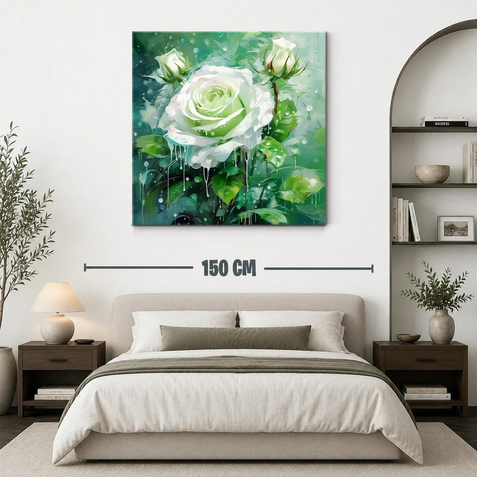 Rosa blanca sobre fondo verde con efecto acuarela — miniatura 3