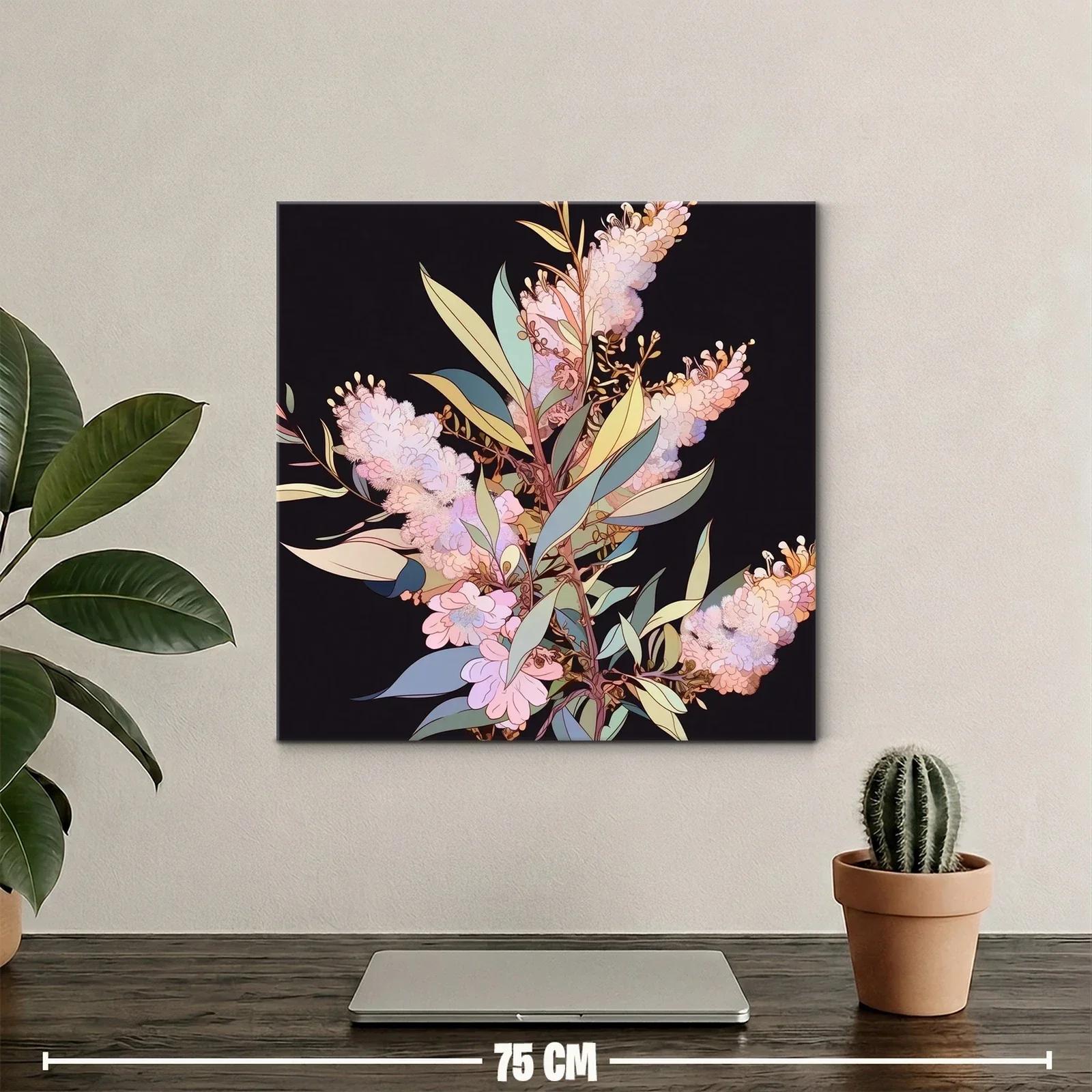 Ramaje Floral en Tonos Pastel sobre Fondo Oscuro — miniatura 2