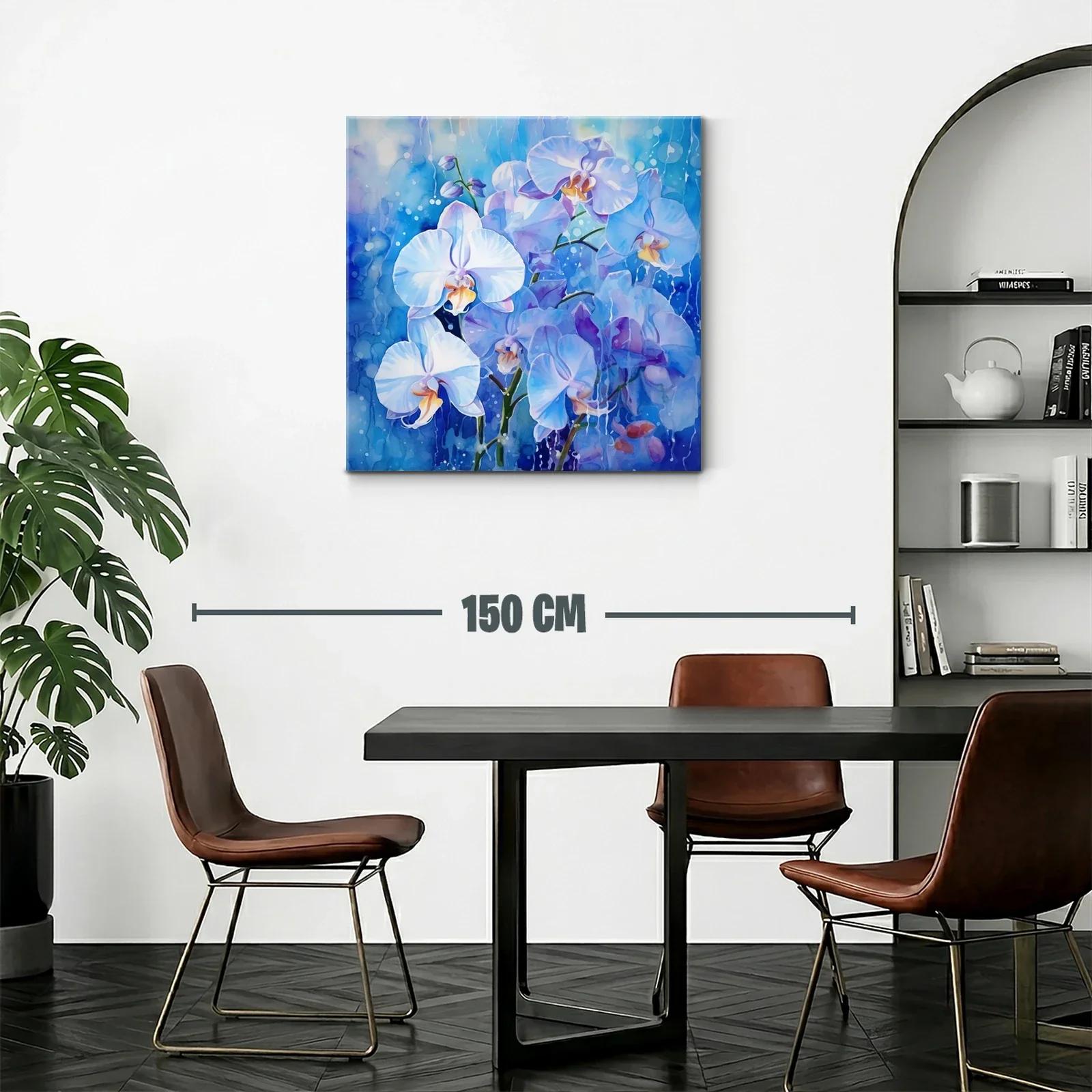 Orquídeas blancas sobre fondo azul vibrante — miniatura 2