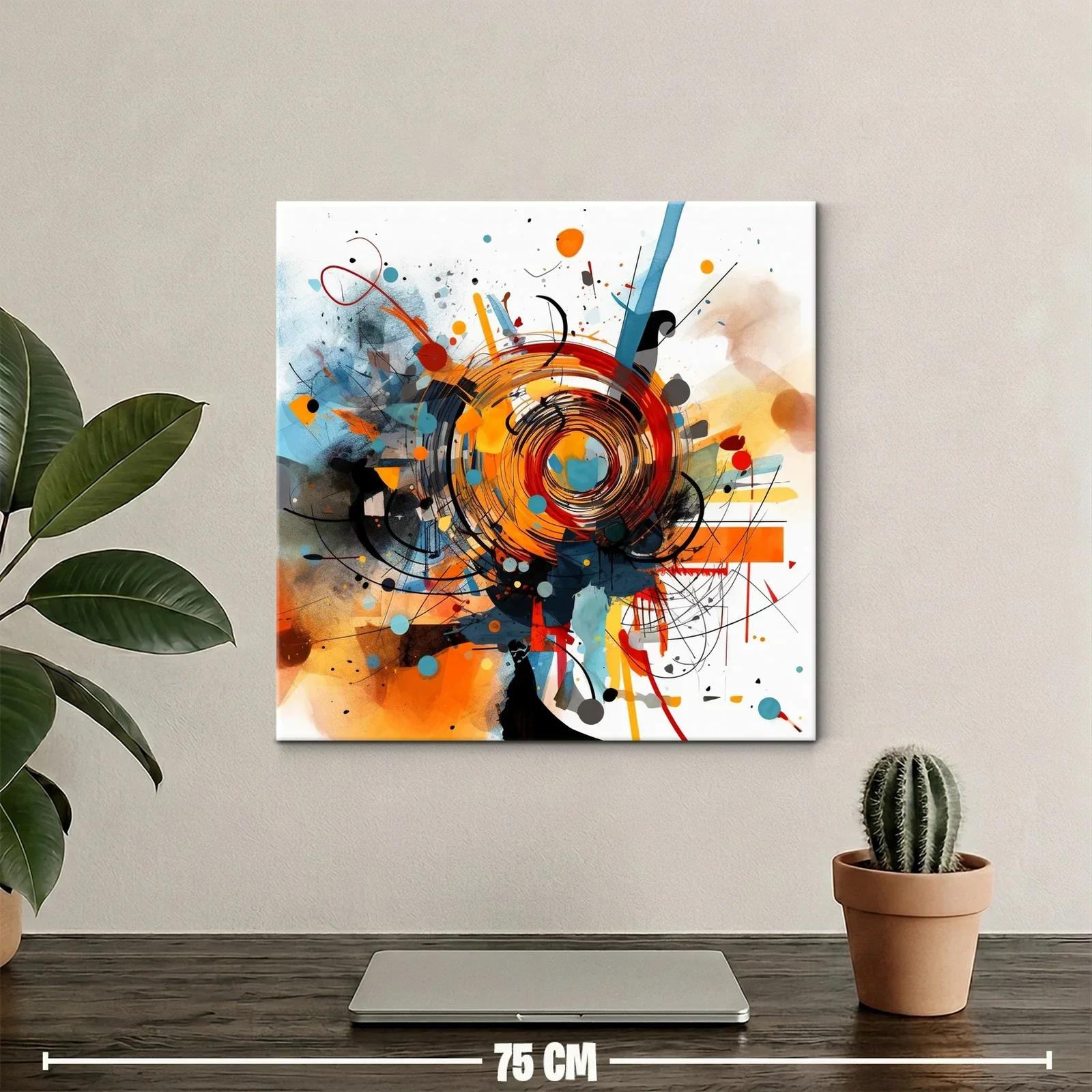 Cuadro abstracto con vibrantes espirales en tonos cálidos — miniatura 2
