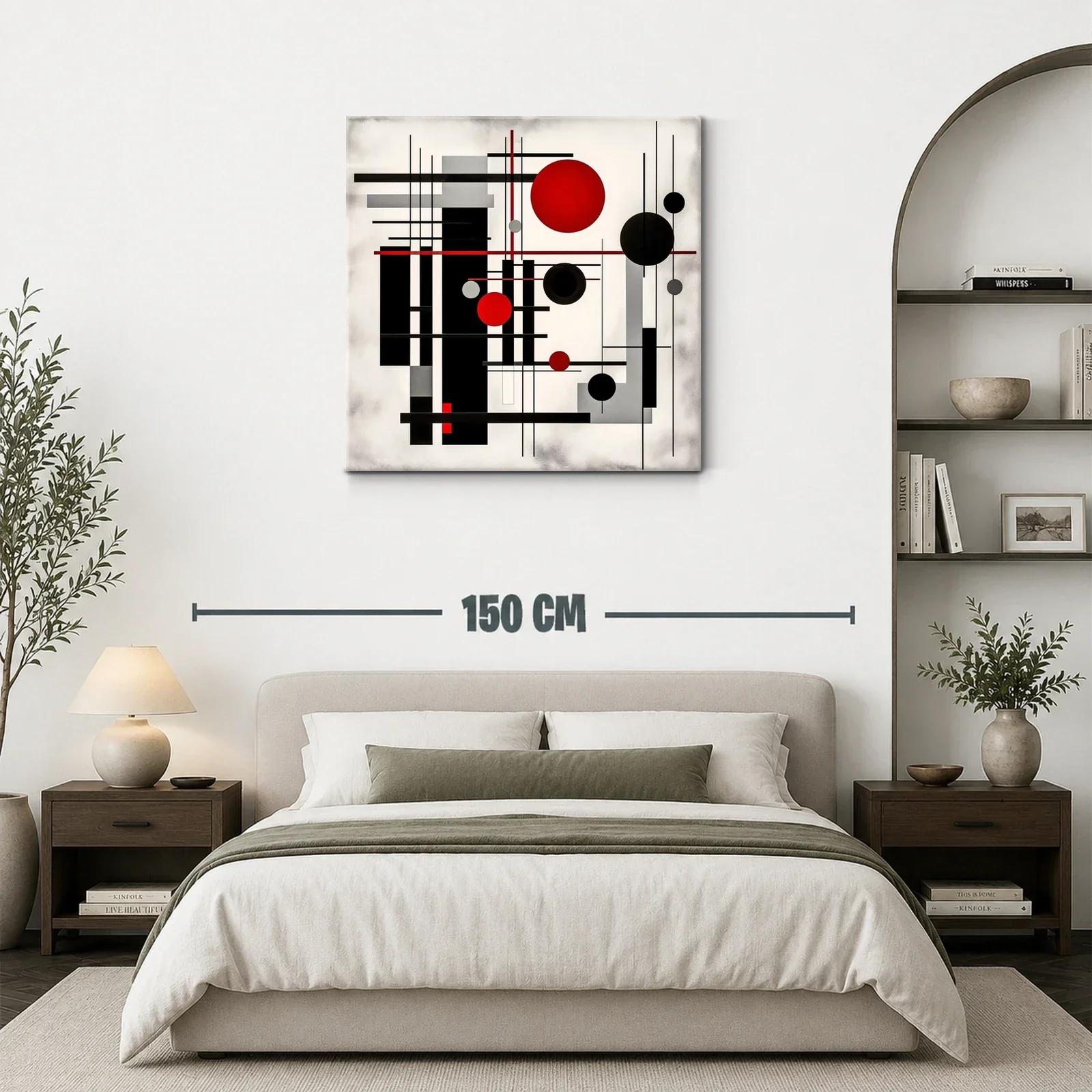 Composición geométrica con círculos y líneas rojas negras y grises — miniatura 3