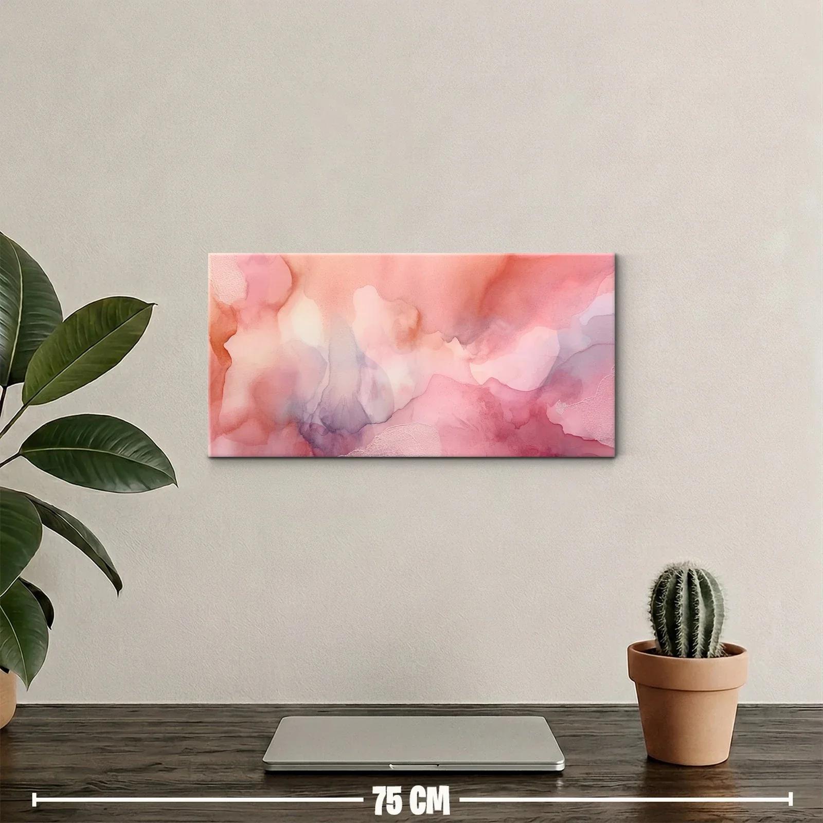 Cuadro manchas de acuarela rosadas con veladuras lila — miniatura 2