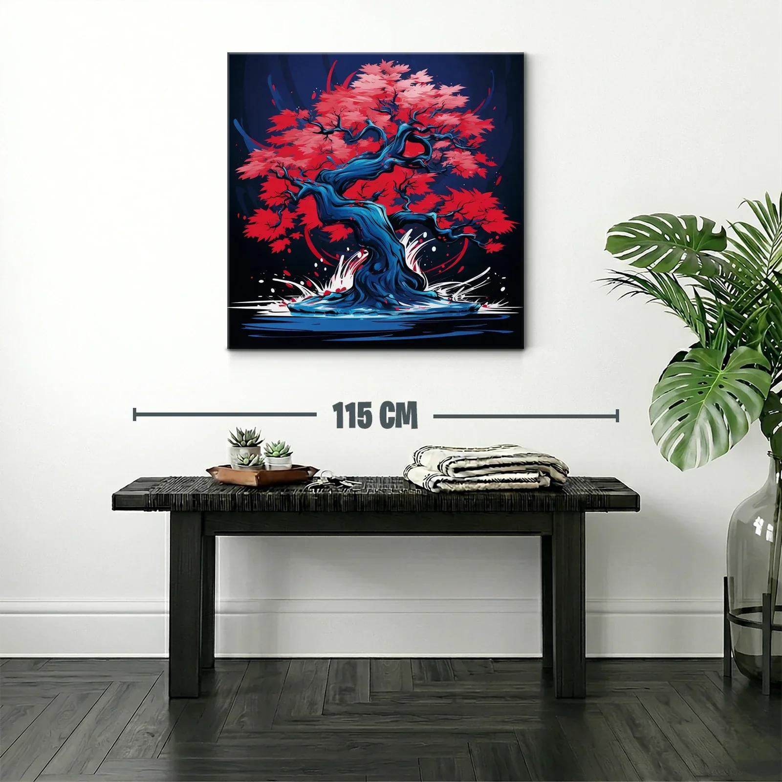 Árbol de otoño vibrante con tonos rojos y azules — miniatura 2