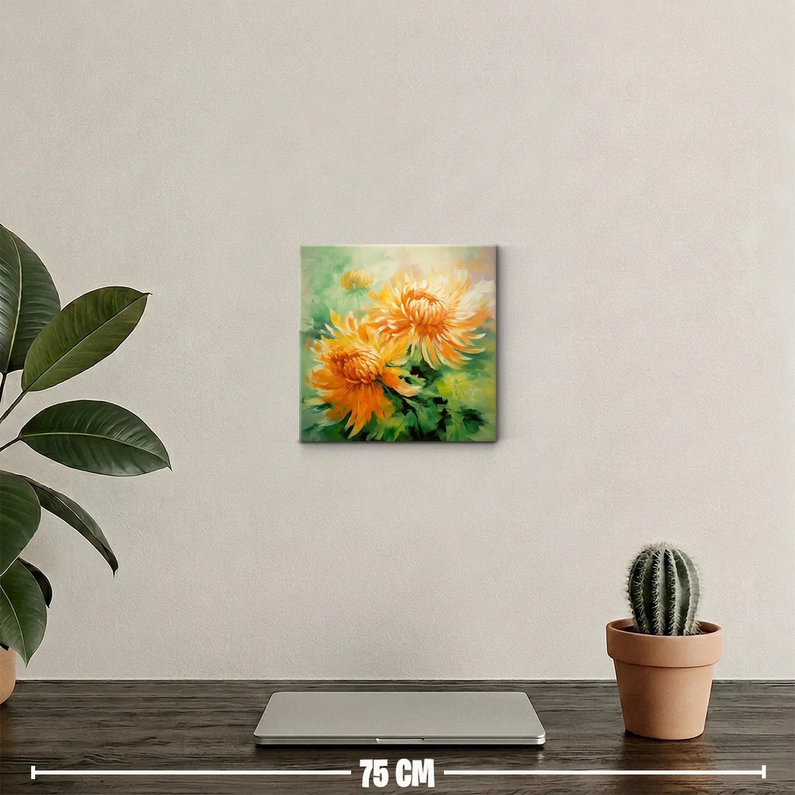 Cuadro decorativo con flores grandes en tonos cálidos — miniatura 2