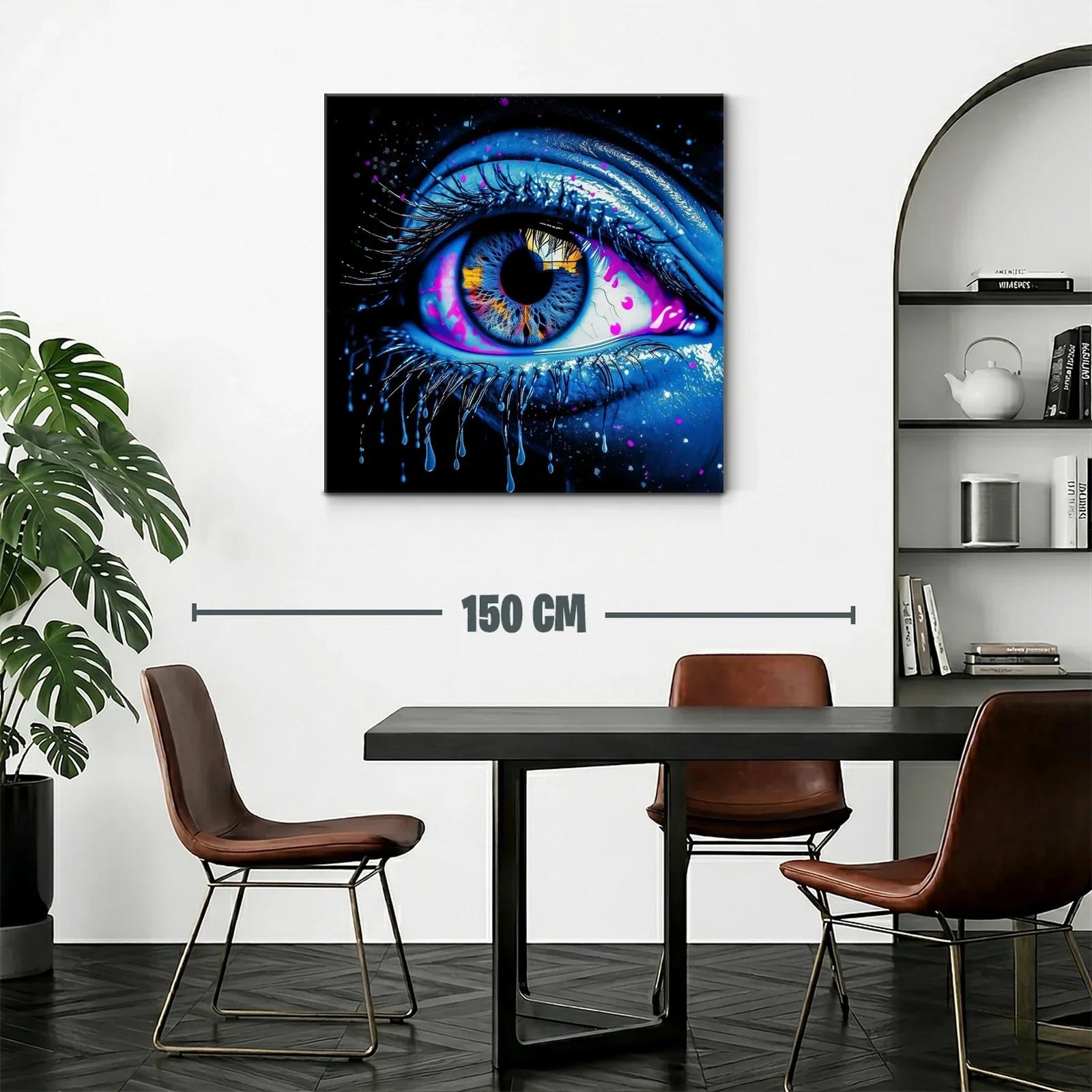 Impactante mirada con vibrantes tonos azules y detalles fluorescentes — miniatura 2