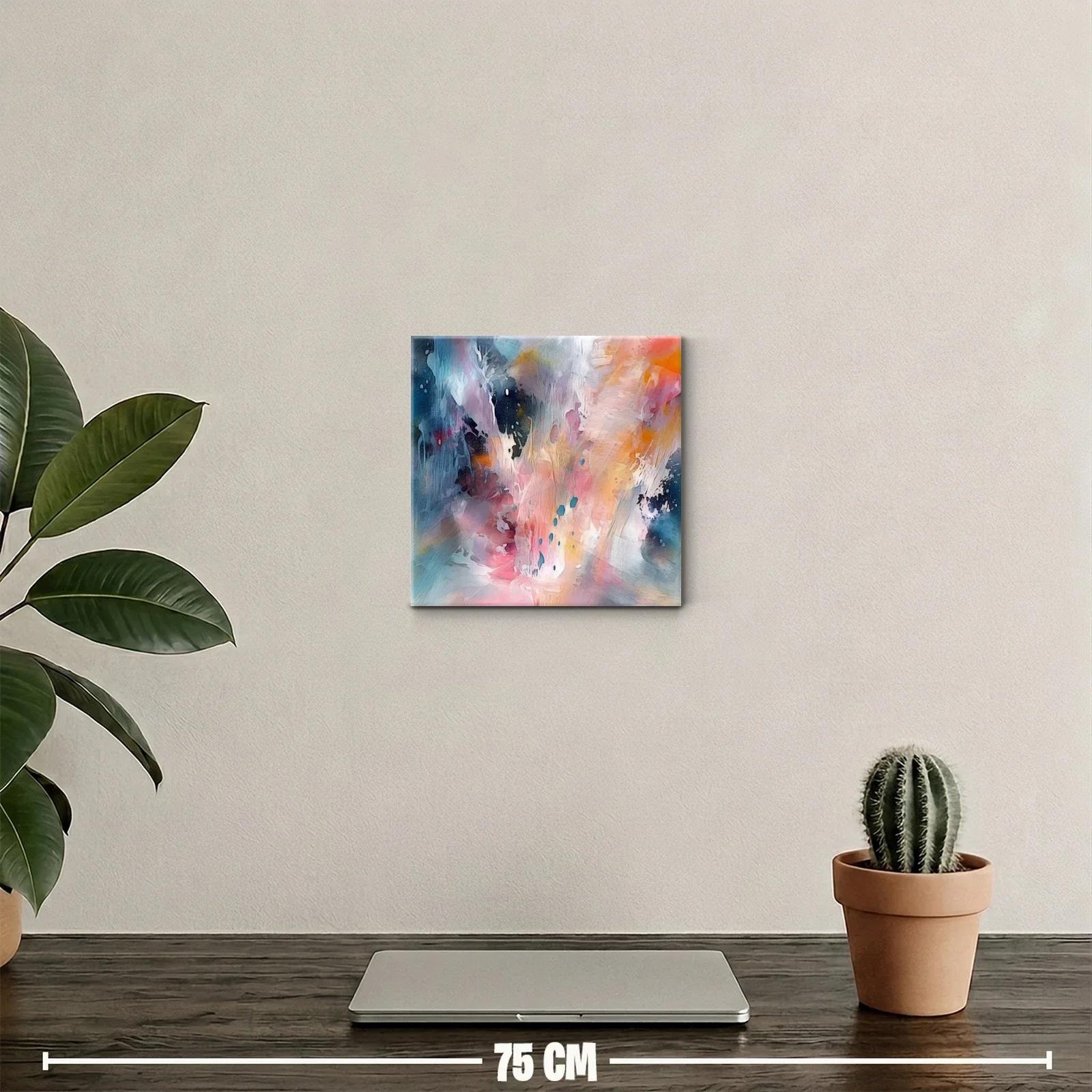 Cuadro abstracto con explosión de colores cálidos y fríos — miniatura 2