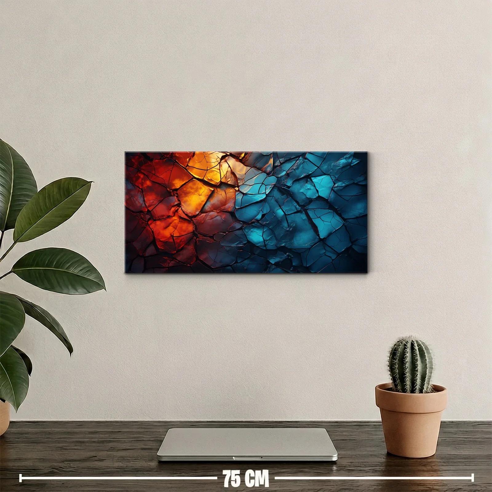 Cuadro mosaico agrietado en tonos cálidos y fríos — miniatura 2
